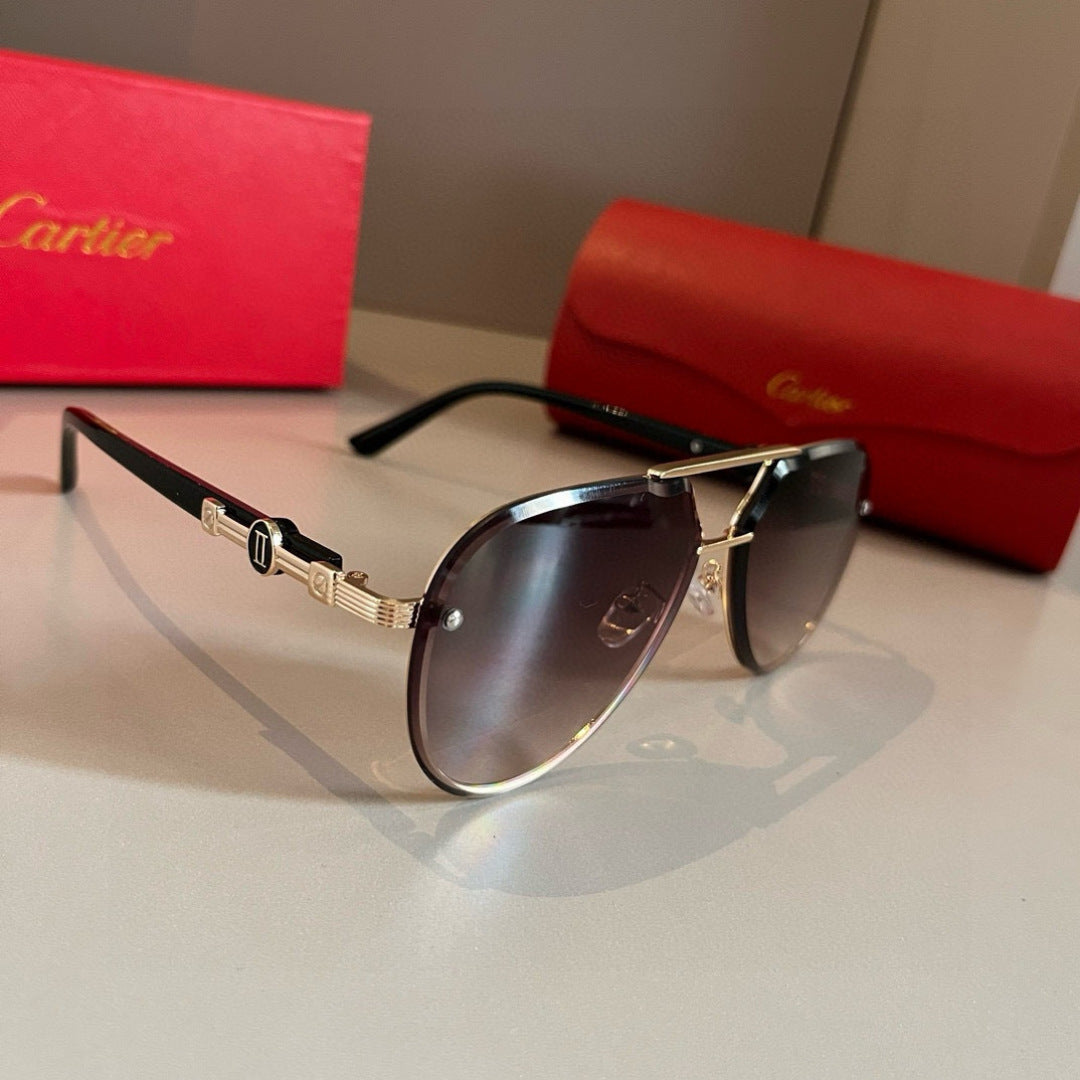 Cartier Metal Fashion Brown Lens Sunglasses for Men & Women - 372178