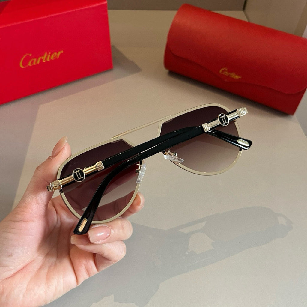Cartier Metal Fashion Brown Lens Sunglasses for Men & Women - 465769 - detail image 5