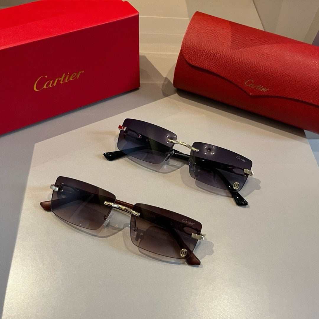 Cartier Lightweight Metal Rimless Brown Lens Sunglasses for Men & Wom - 465772 - detail image 10