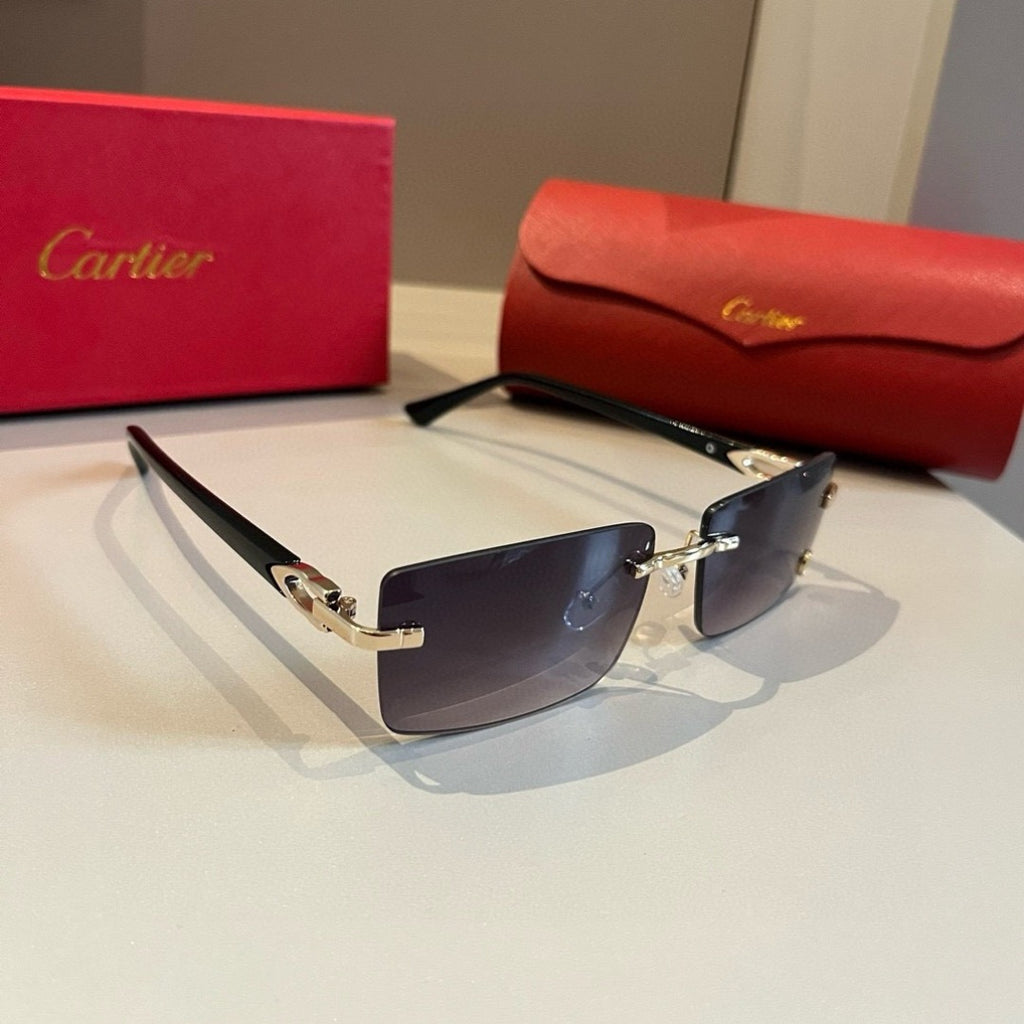 Cartier Lightweight Metal Rimless Silver Lens Sunglasses for Men & Wo - 432296