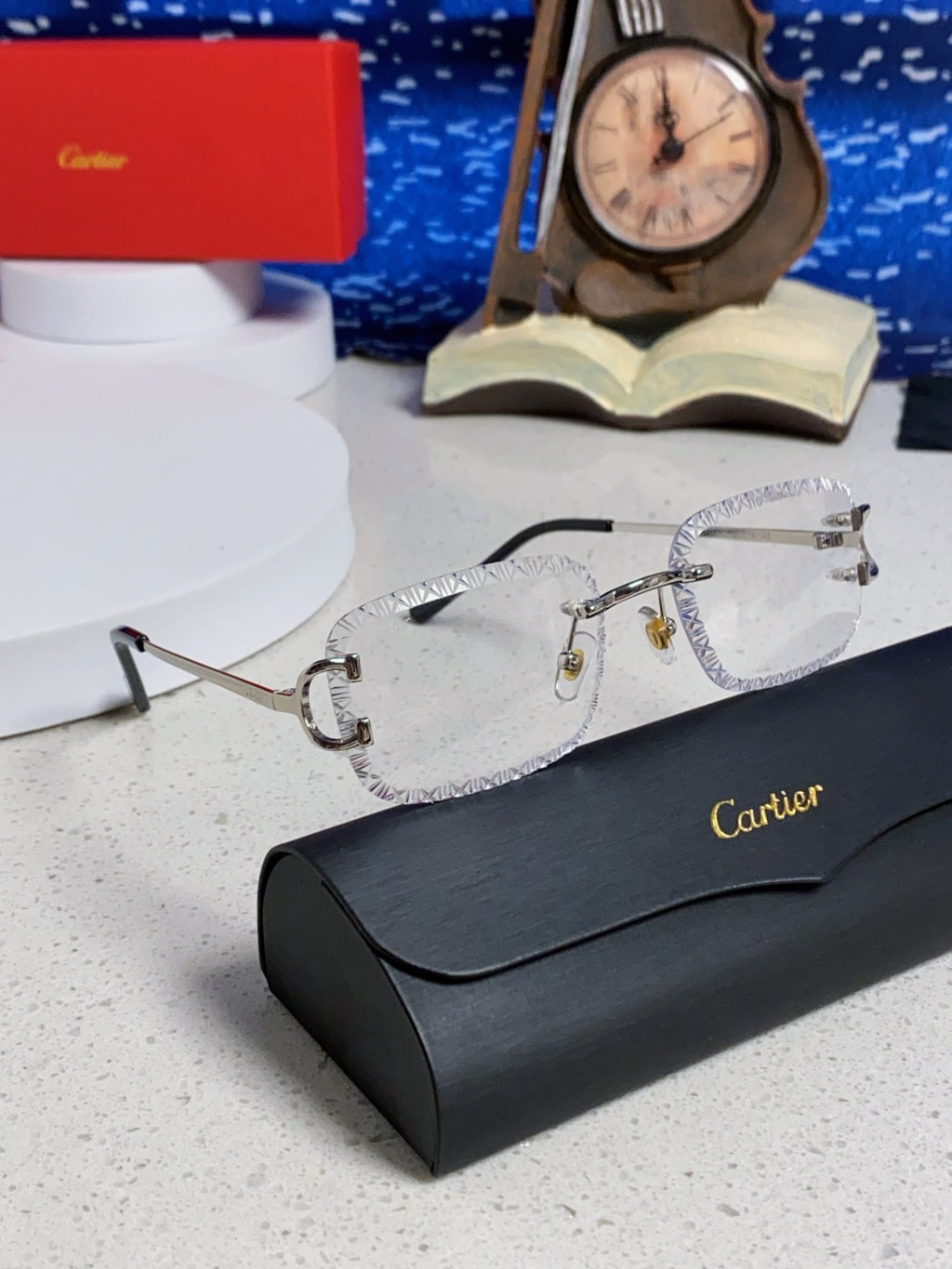 Cartier Metal Square Silver Lens Sunglasses for Men & Women - 487349 - detail image 9