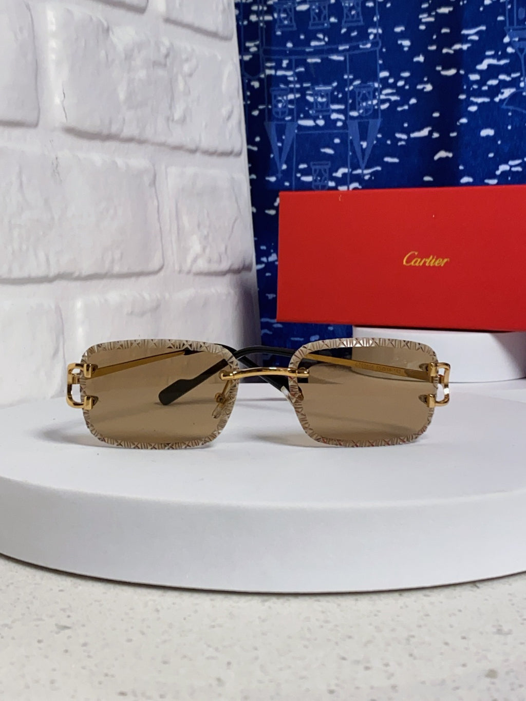 Cartier Metal Square Brown Lens Sunglasses for Men & Women - 432346 - detail image 2