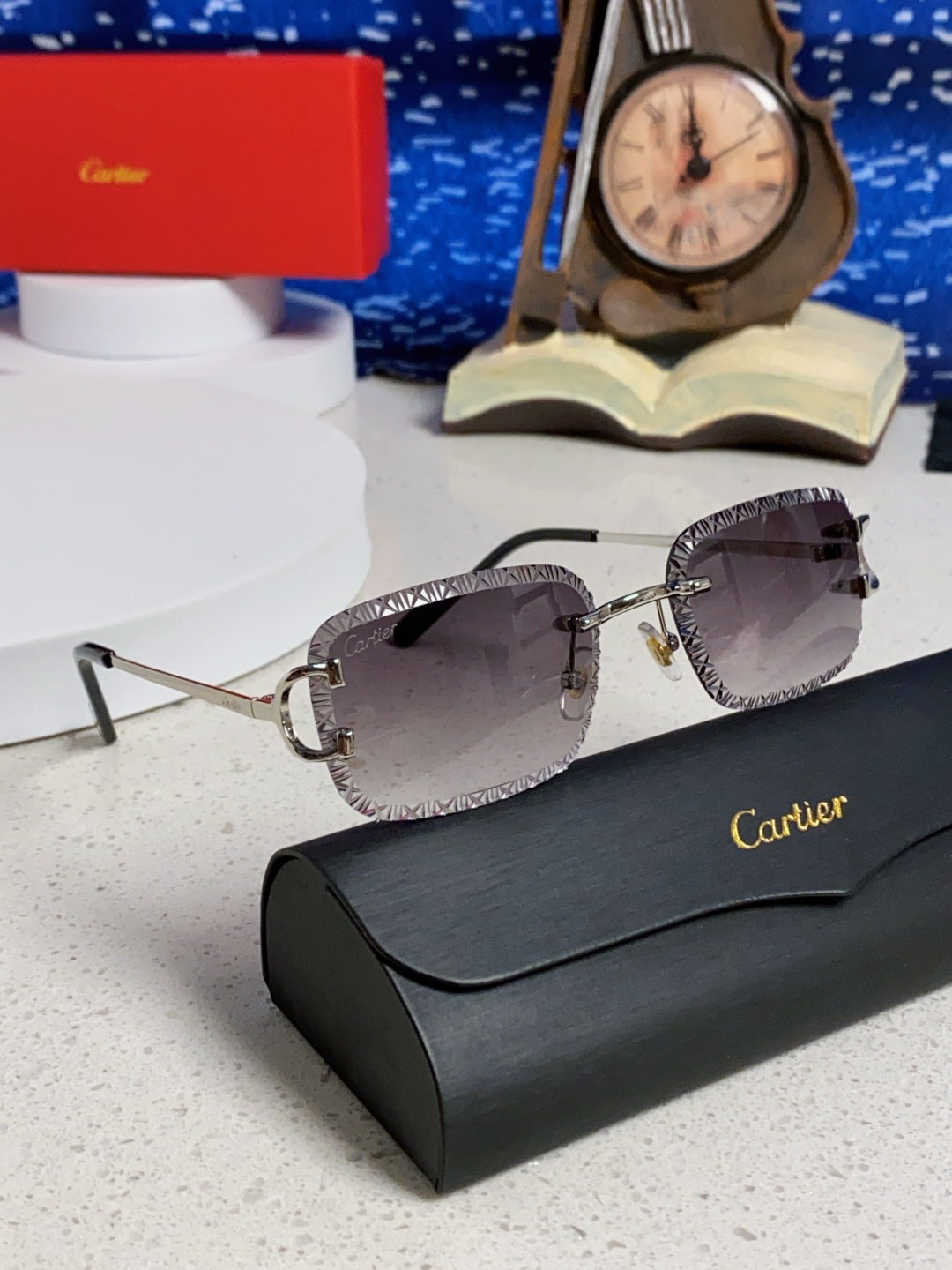 Cartier Metal Square Silver Lens Sunglasses for Men & Women - 432347 - detail image 10
