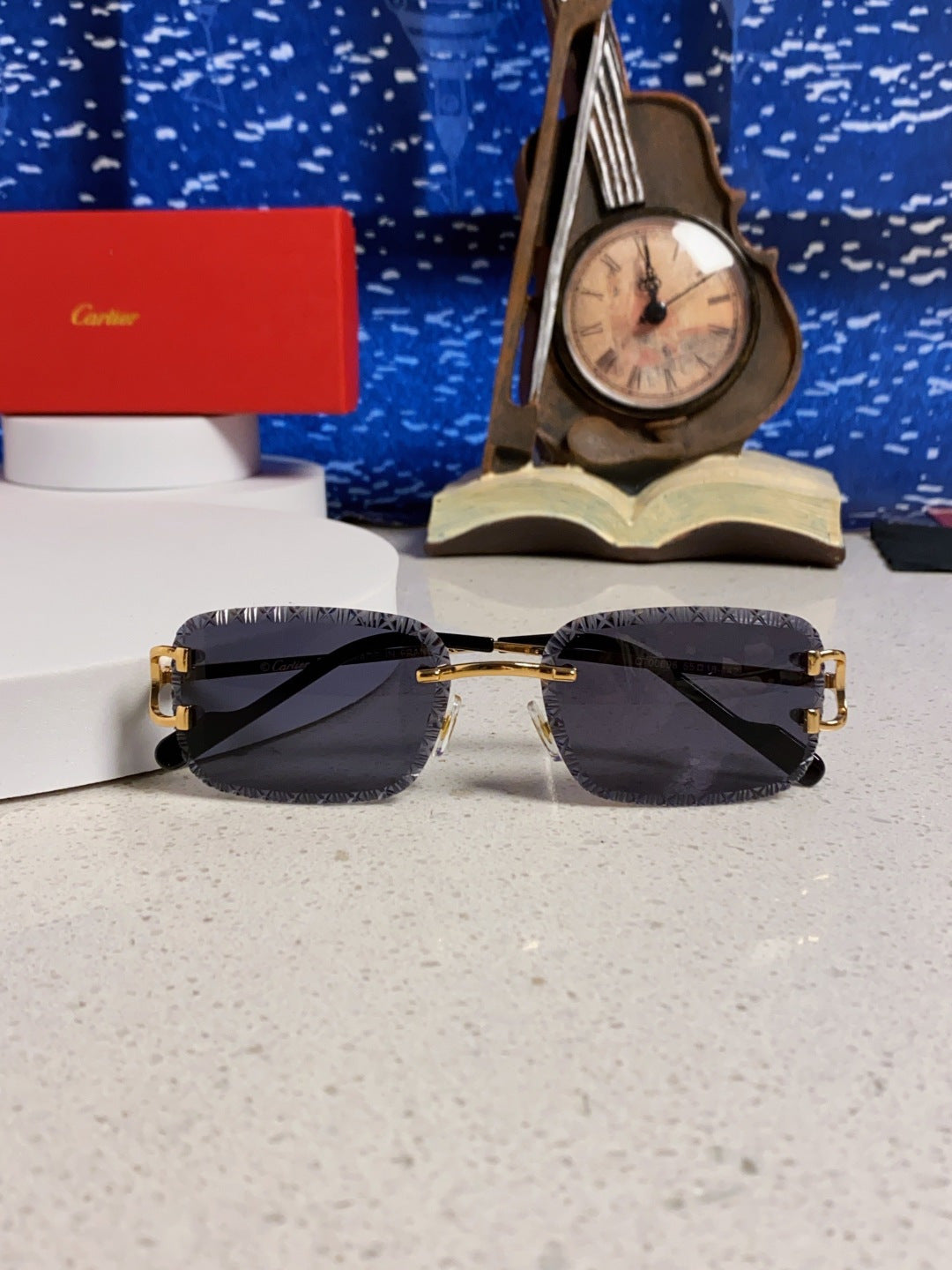 Cartier Metal Square Black Lens Sunglasses for Men & Women - detail image 9