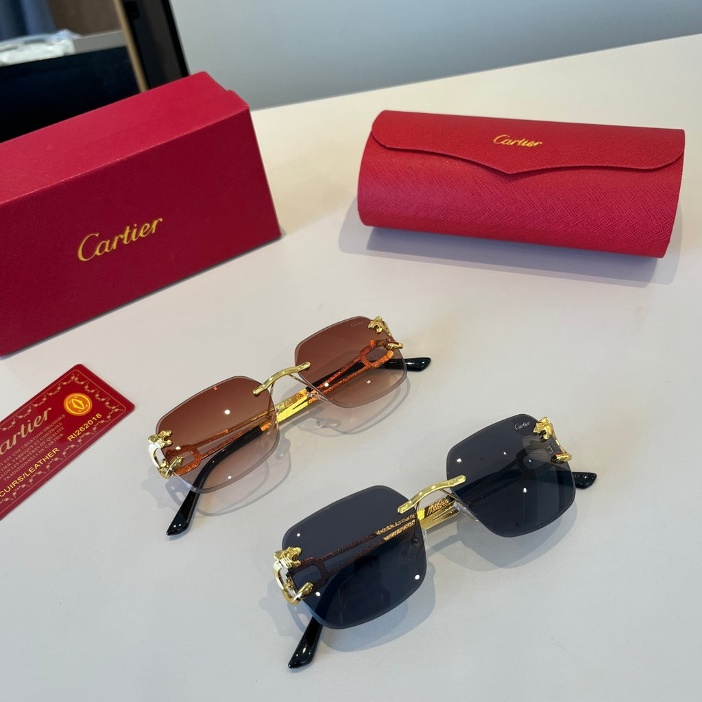 Cartier Lightweight Metal Rimless Red Lens Sunglasses for Men & Women - 867179 - detail image 9