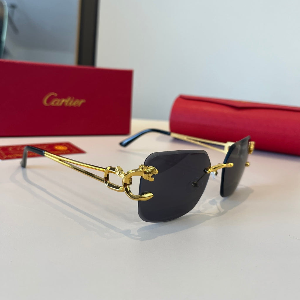 Cartier Lightweight Metal Rimless Red Lens Sunglasses for Men & Women - 867179