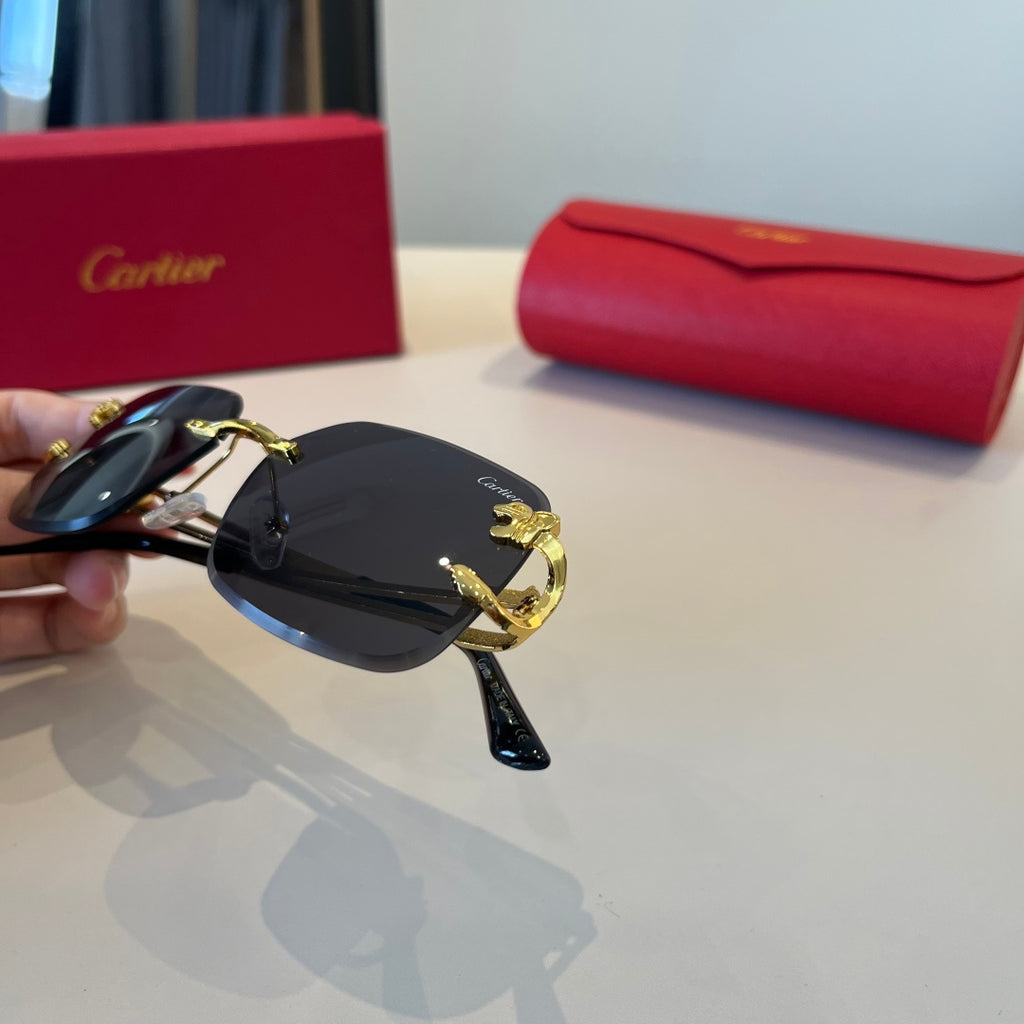 Cartier Lightweight Metal Rimless Red Lens Sunglasses for Men & Women - 867179 - detail image 6