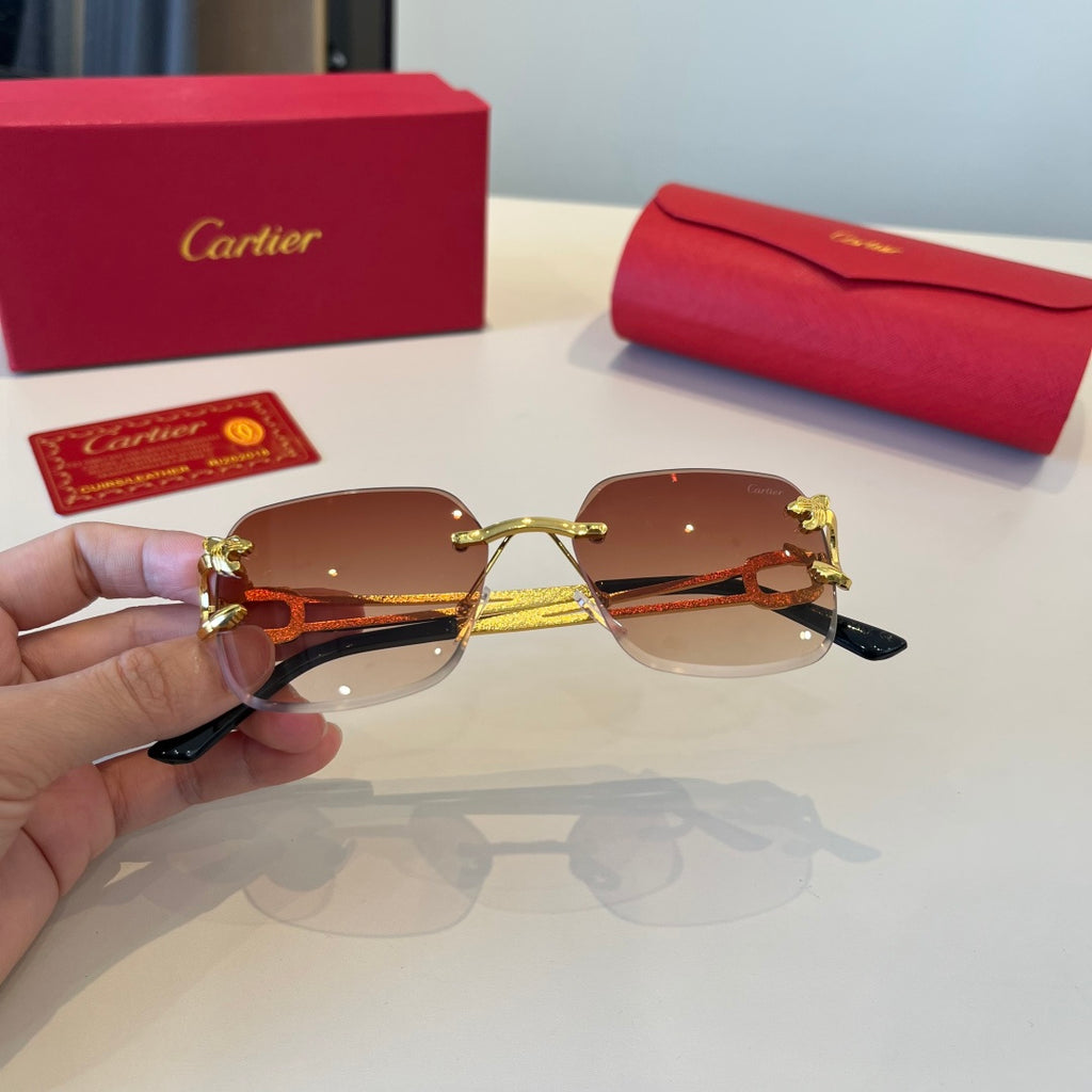 Cartier Lightweight Metal Rimless Red Lens Sunglasses for Men & Women - 449514 - detail image 7
