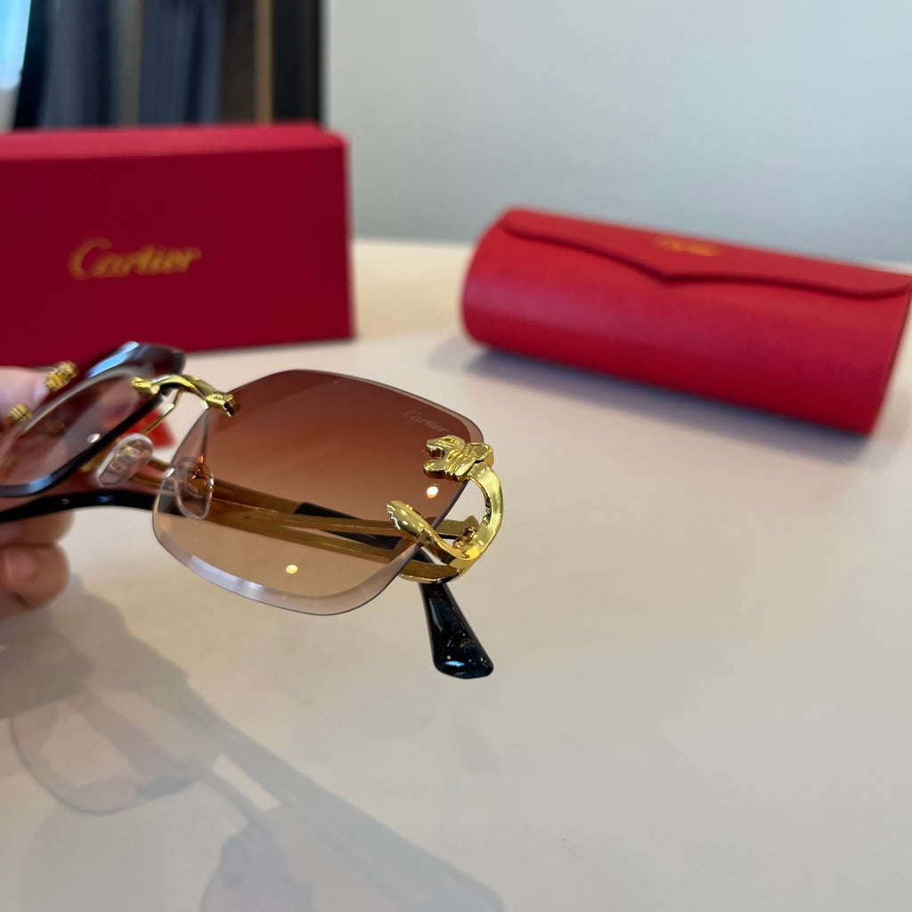Cartier Lightweight Metal Rimless Red Lens Sunglasses for Men & Women - 867180 - detail image 6