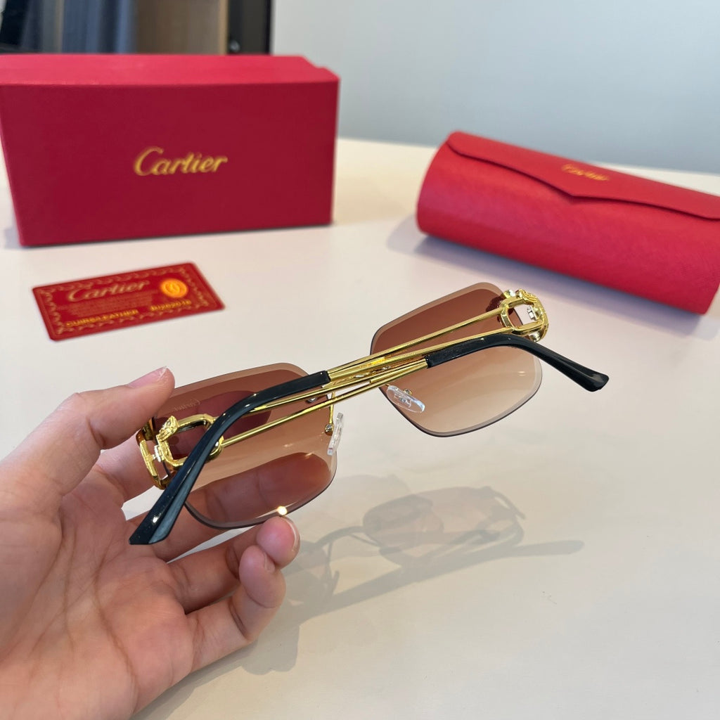 Cartier Lightweight Metal Rimless Red Lens Sunglasses for Men & Women - 449514 - detail image 4