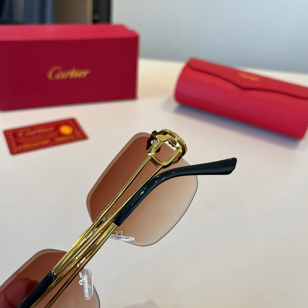 Cartier Lightweight Metal Rimless Red Lens Sunglasses for Men & Women - 867180 - detail image 5