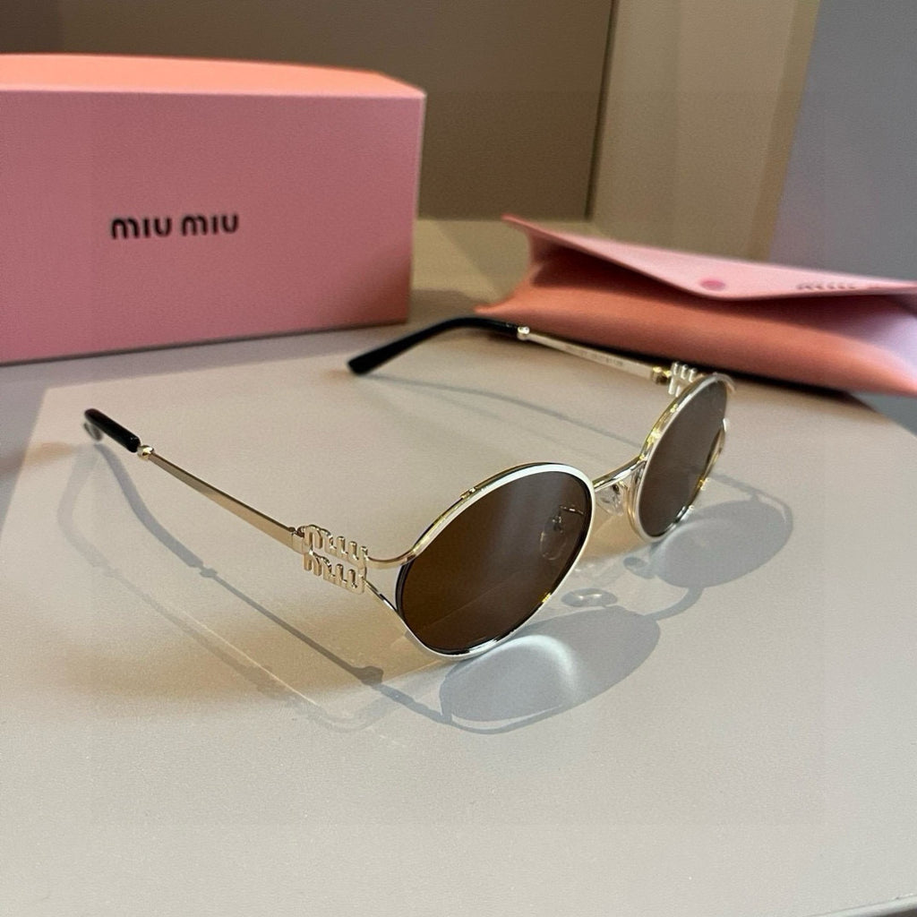 Miu Miu Metal Fashion Brown Lens Sunglasses for Men & Women - 432565