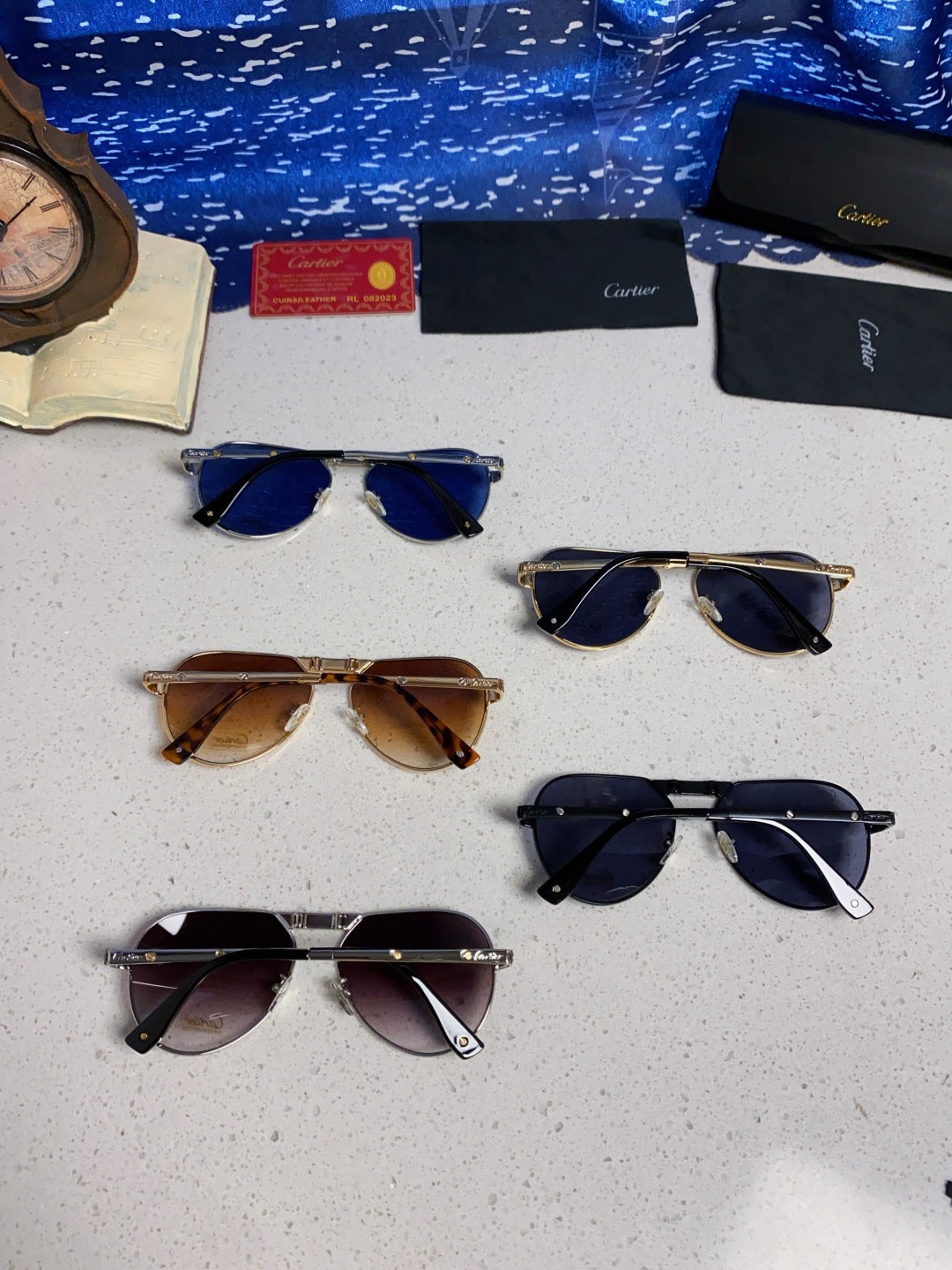 Cartier Folding Fashion Gray Lens Sunglasses for Men & Women - detail image 12