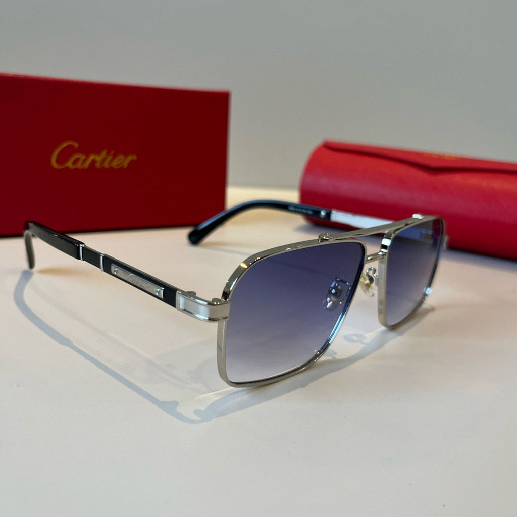 Cartier Lightweight Metal Rimless Silver Lens Sunglasses for Men & Wo - 935104