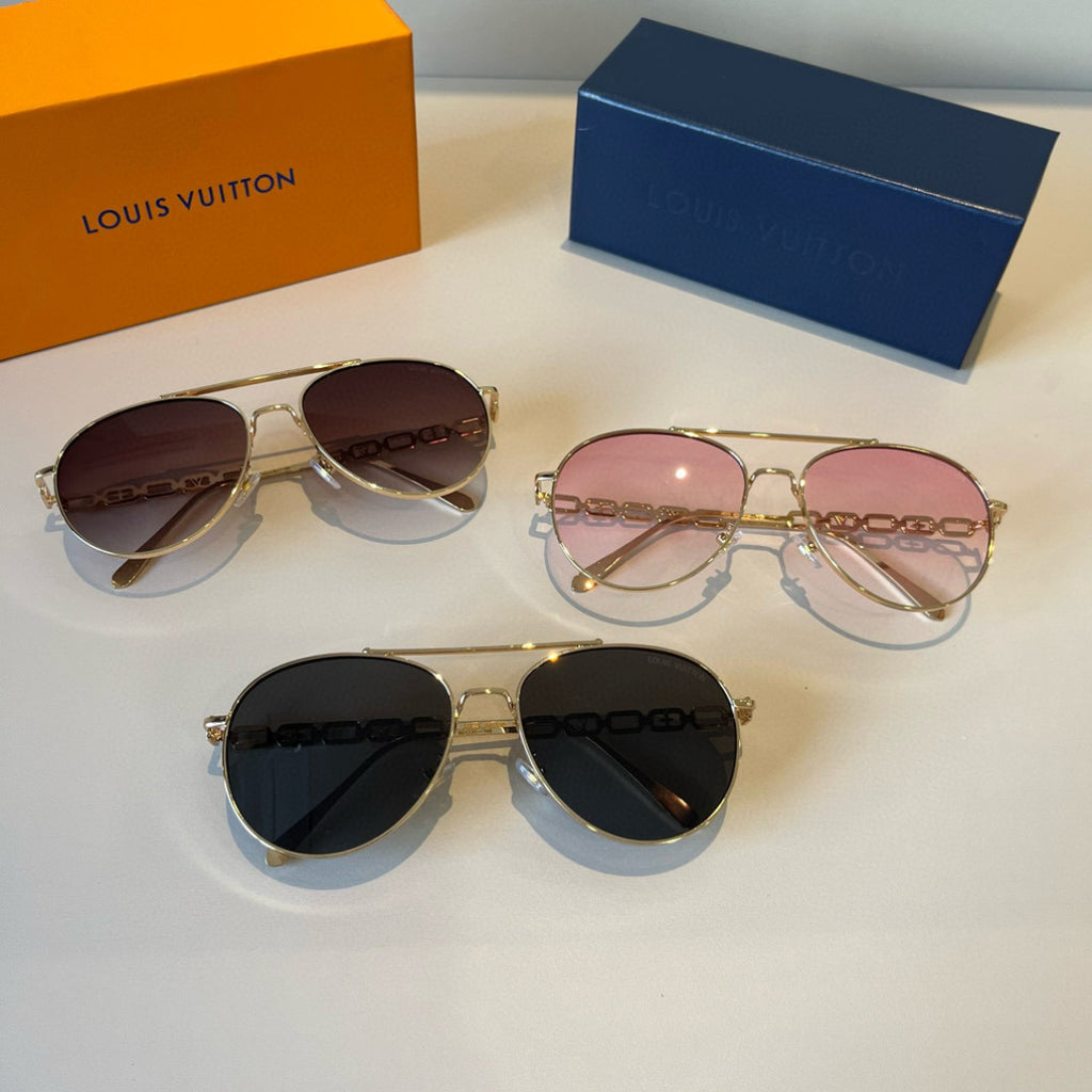 Louis Vuitton Metal Aviator Brown Lens Sunglasses for Men & Women - 464729 - detail image 10