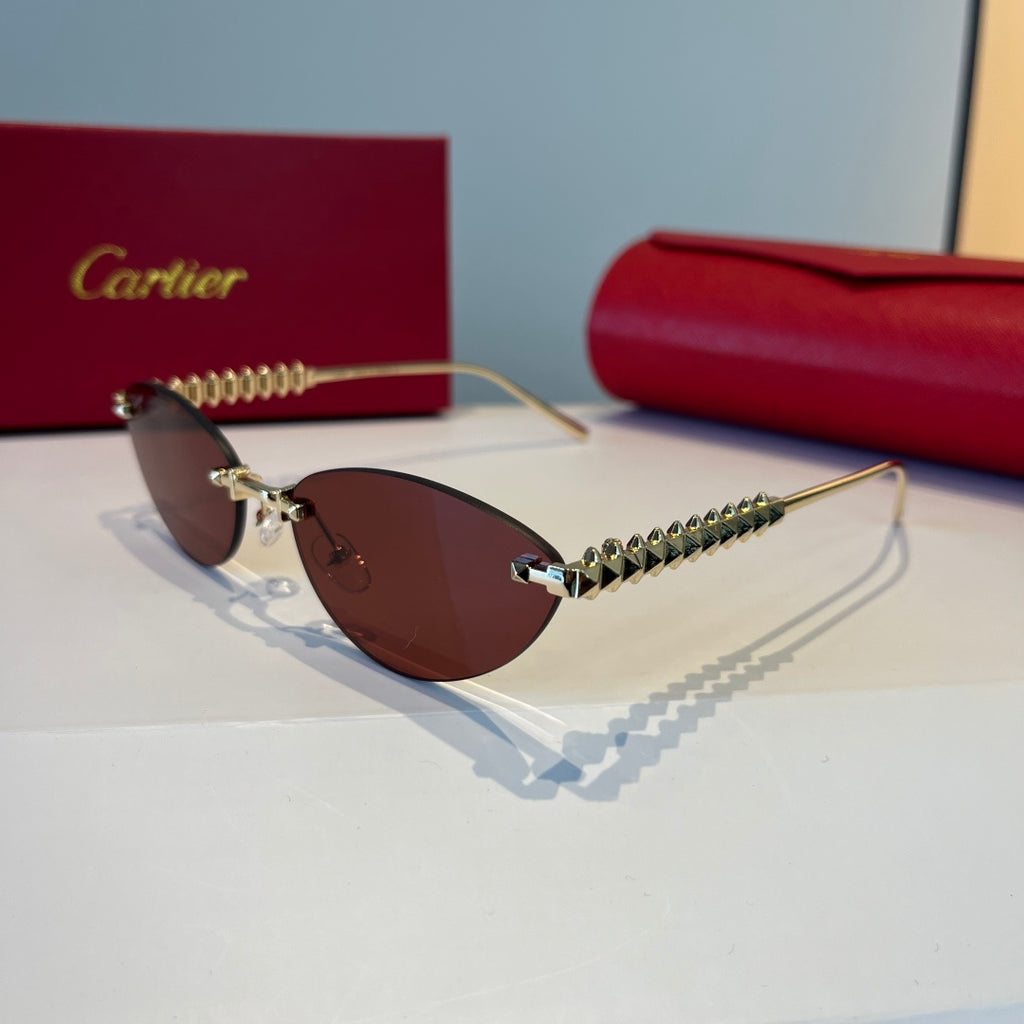 Cartier Lightweight Metal Rimless Red Lens Sunglasses for Men & Women - 867184 - detail image 3