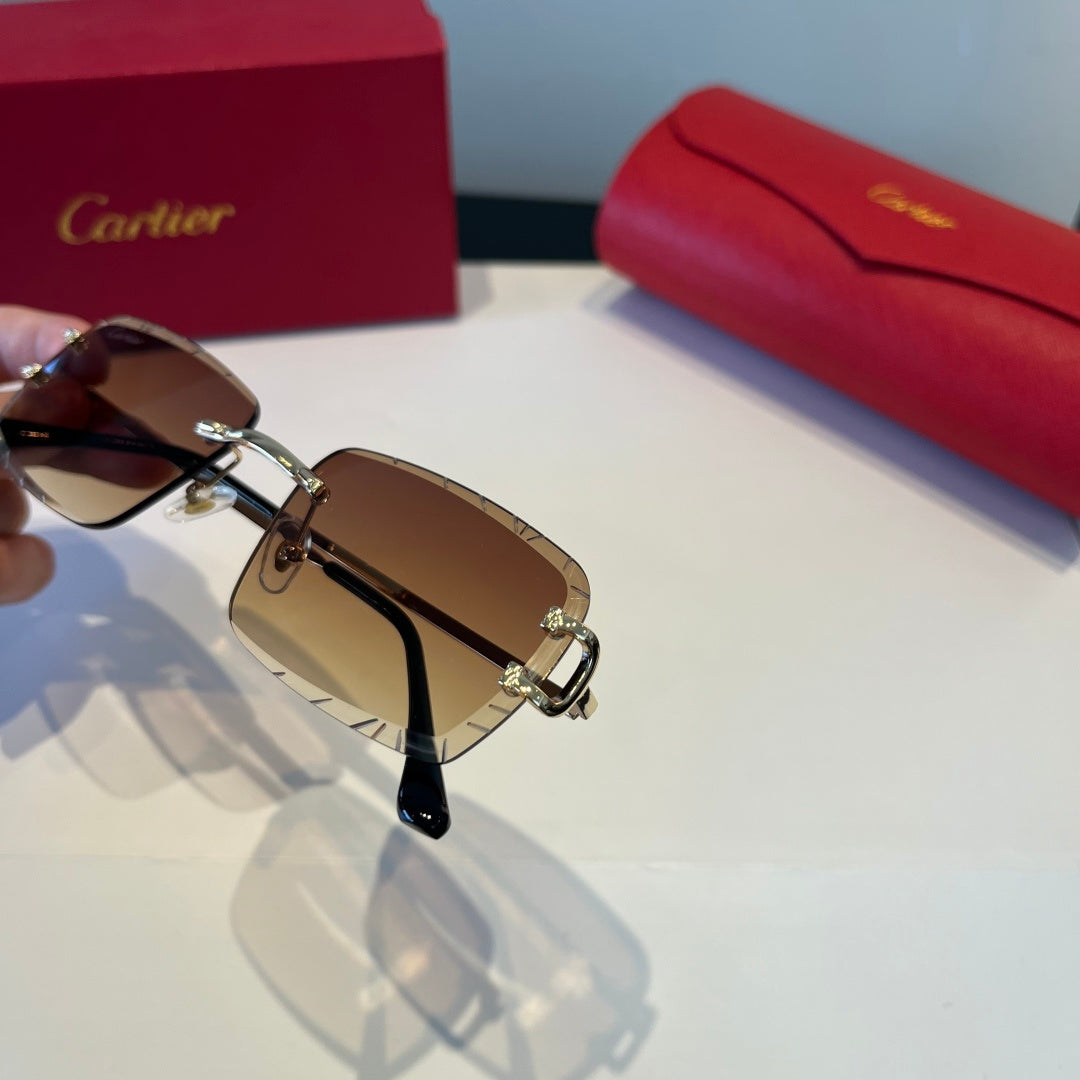 Cartier Lightweight Metal Rimless Brown Lens Sunglasses for Men & Wom - 867172 - detail image 6