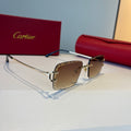 Cartier Lightweight Metal Rimless Brown Lens Sunglasses for Men & Wom - 867172