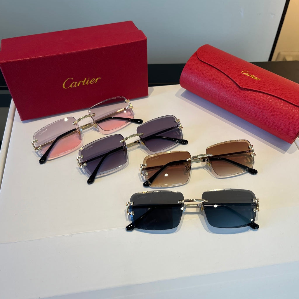Cartier Lightweight Metal Rimless Brown Lens Sunglasses for Men & Wom - 867172 - detail image 8