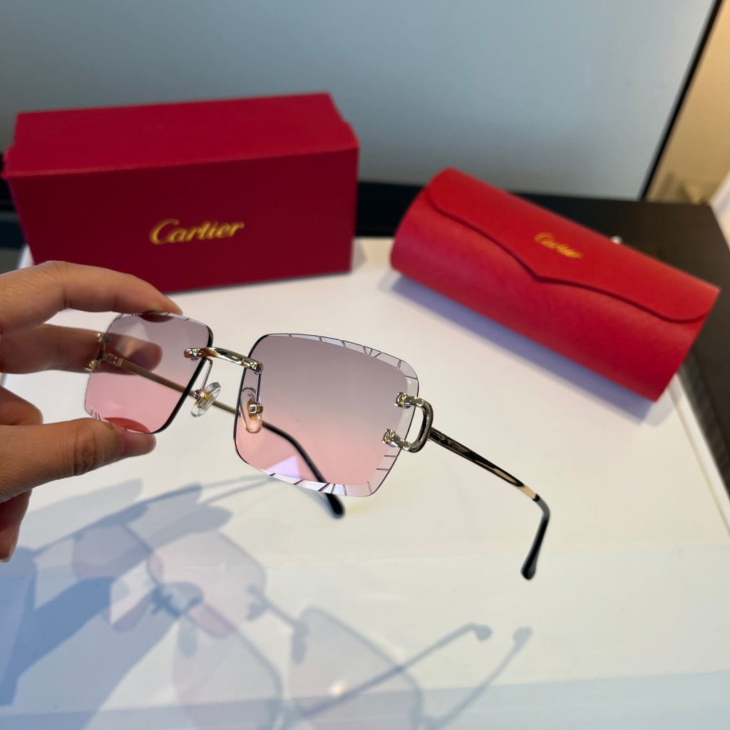 Cartier Lightweight Metal Rimless Silver Lens Sunglasses for Men & Wo - 398989 - detail image 5