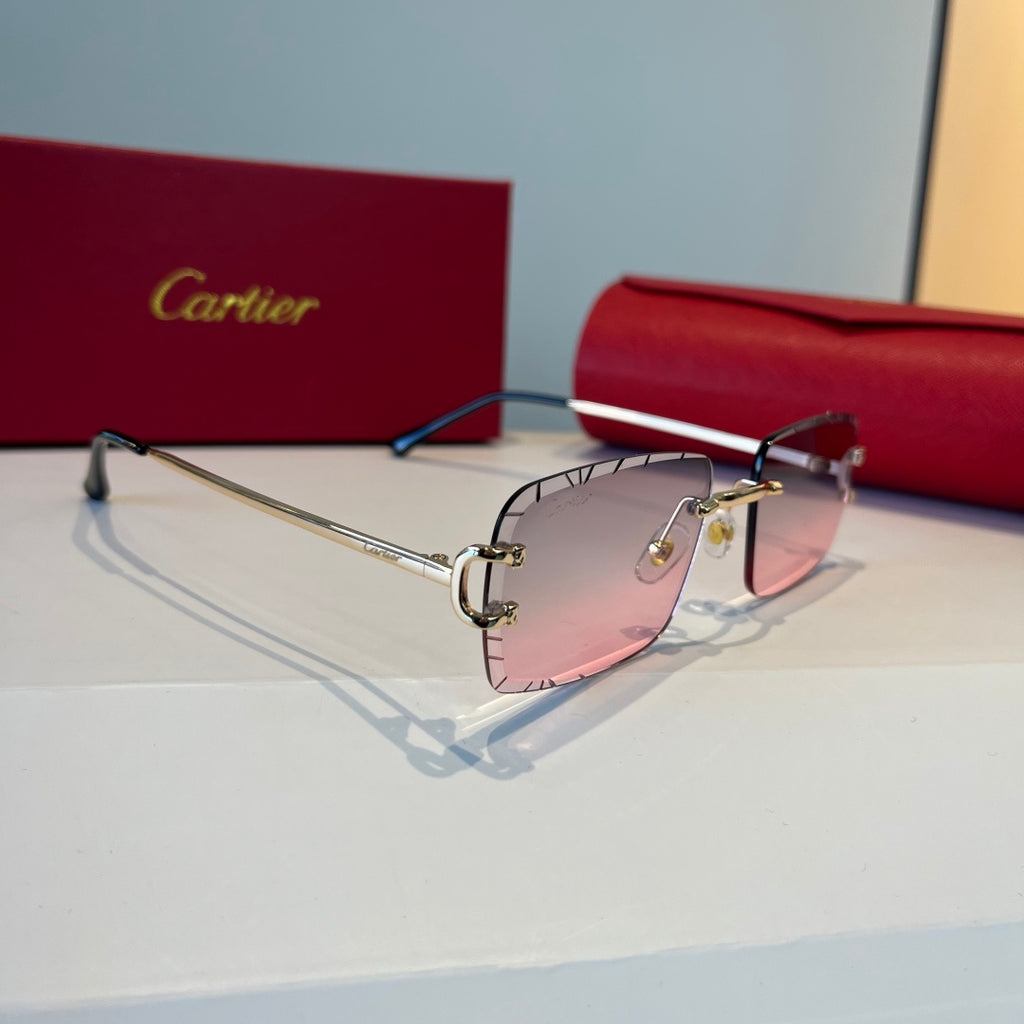 Cartier Lightweight Metal Rimless Silver Lens Sunglasses for Men & Wo - 398989 - detail image 2