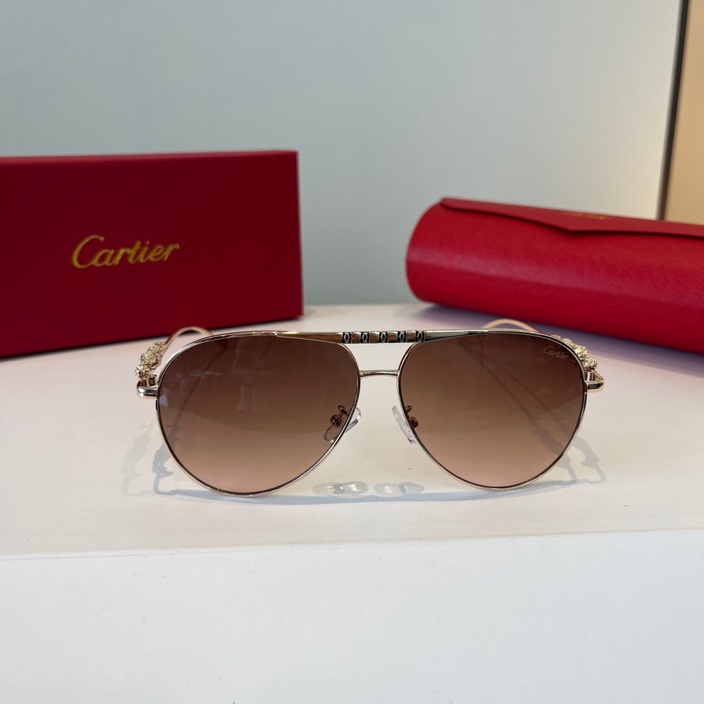 Cartier Lightweight Metal Rimless Brown Lens Sunglasses for Men & Wom - 432269 - detail image 2