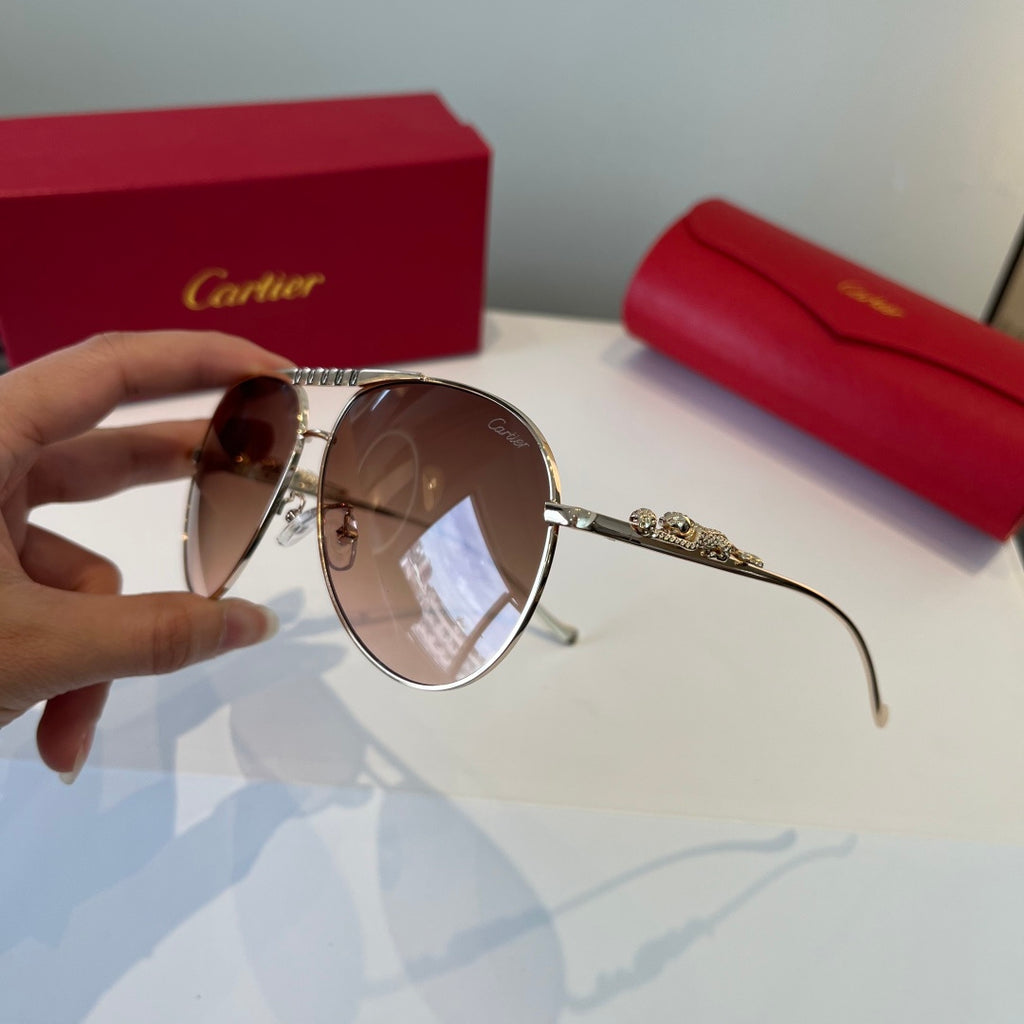 Cartier Lightweight Metal Rimless Brown Lens Sunglasses for Men & Wom - 432269 - detail image 4