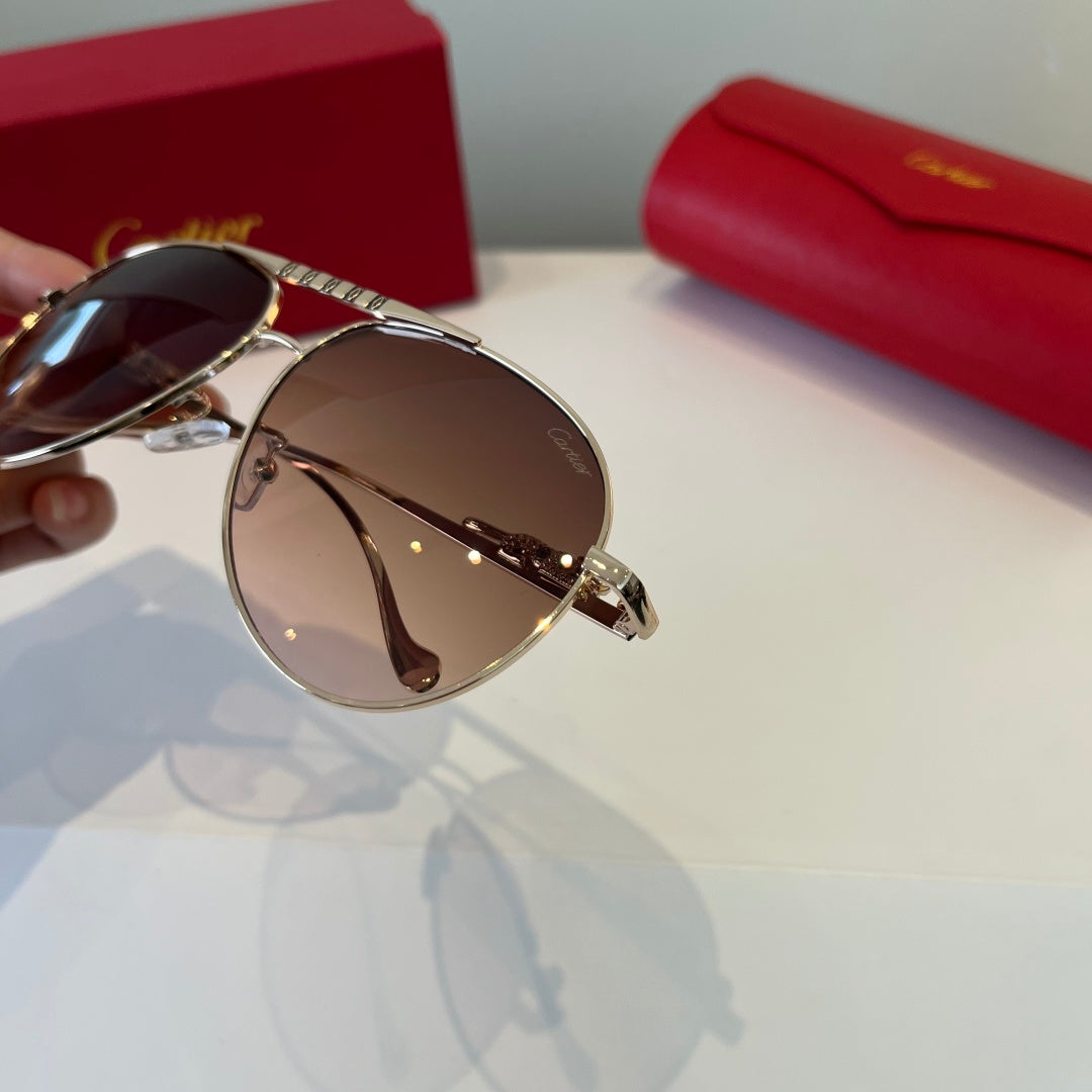 Cartier Lightweight Metal Rimless Brown Lens Sunglasses for Men & Wom - 998269 - detail image 6