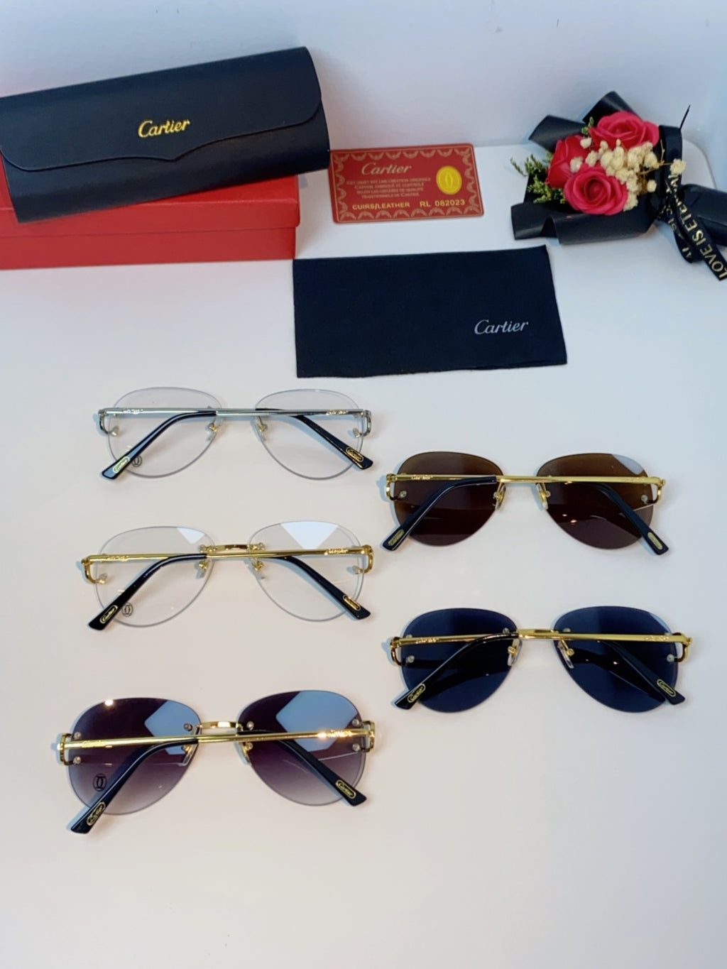 Cartier Lightweight Rimless Black Lens Sunglasses for Men & Women - 432291 - detail image 11