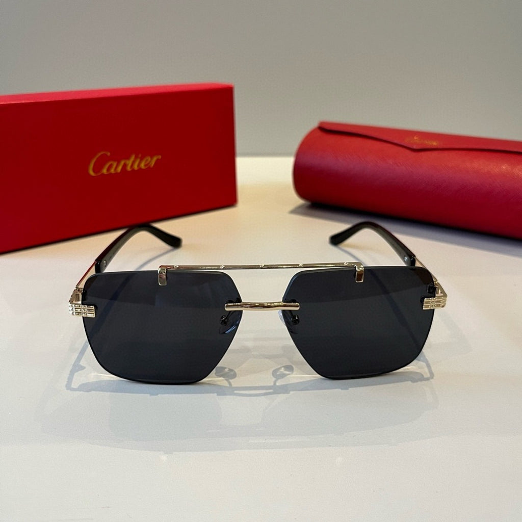 Cartier Lightweight Metal Rimless Silver Lens Sunglasses for Men & Wo - 372245 - detail image 2