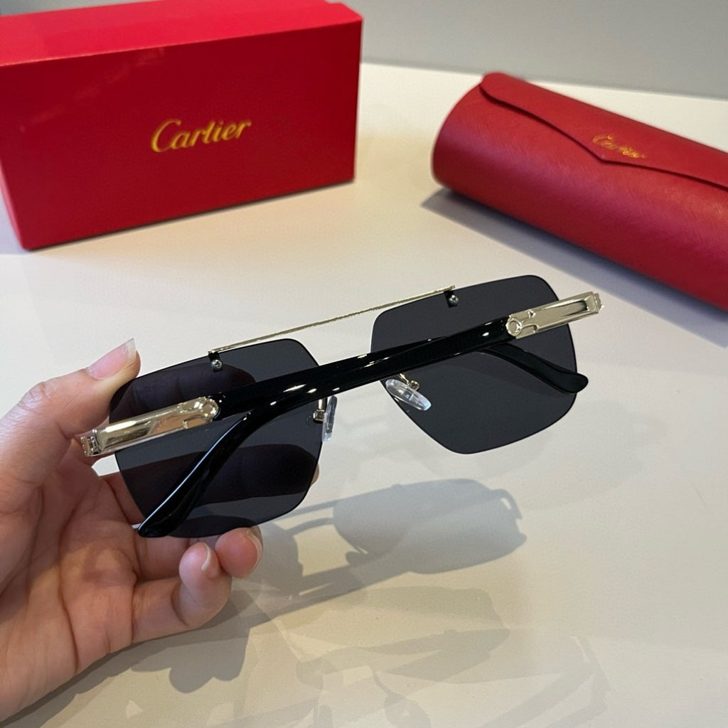 Cartier Lightweight Metal Rimless Silver Lens Sunglasses for Men & Wo - 372245 - detail image 6
