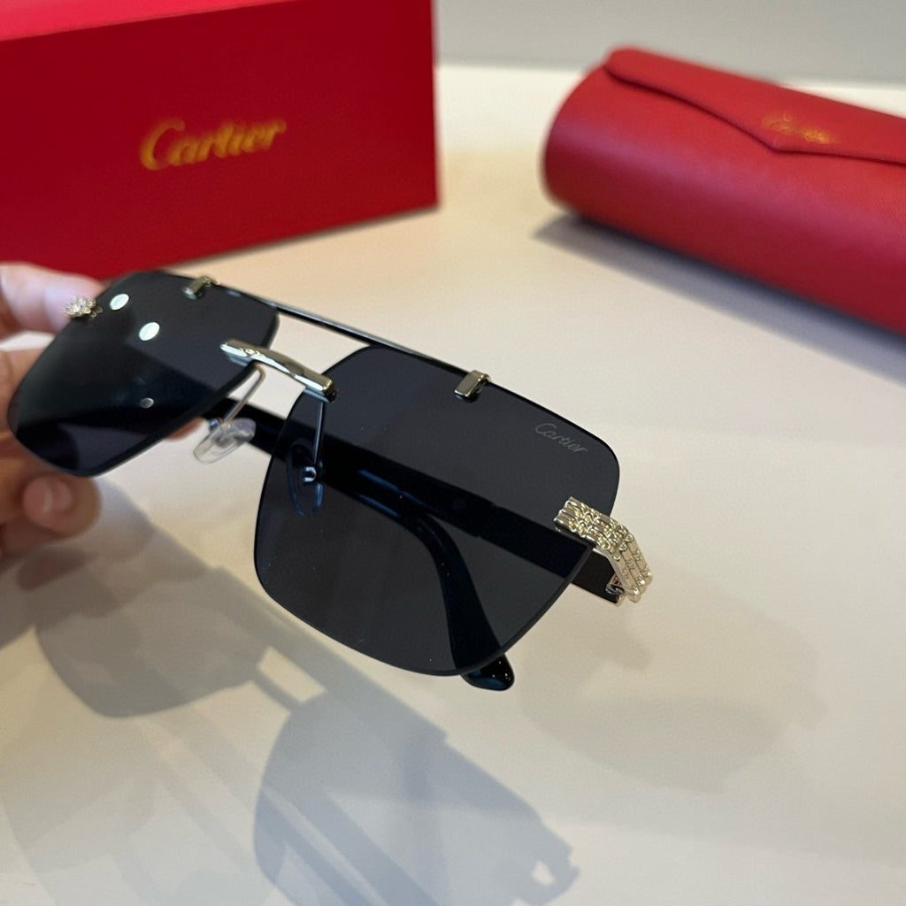Cartier Lightweight Metal Rimless Silver Lens Sunglasses for Men & Wo - 372245 - detail image 4