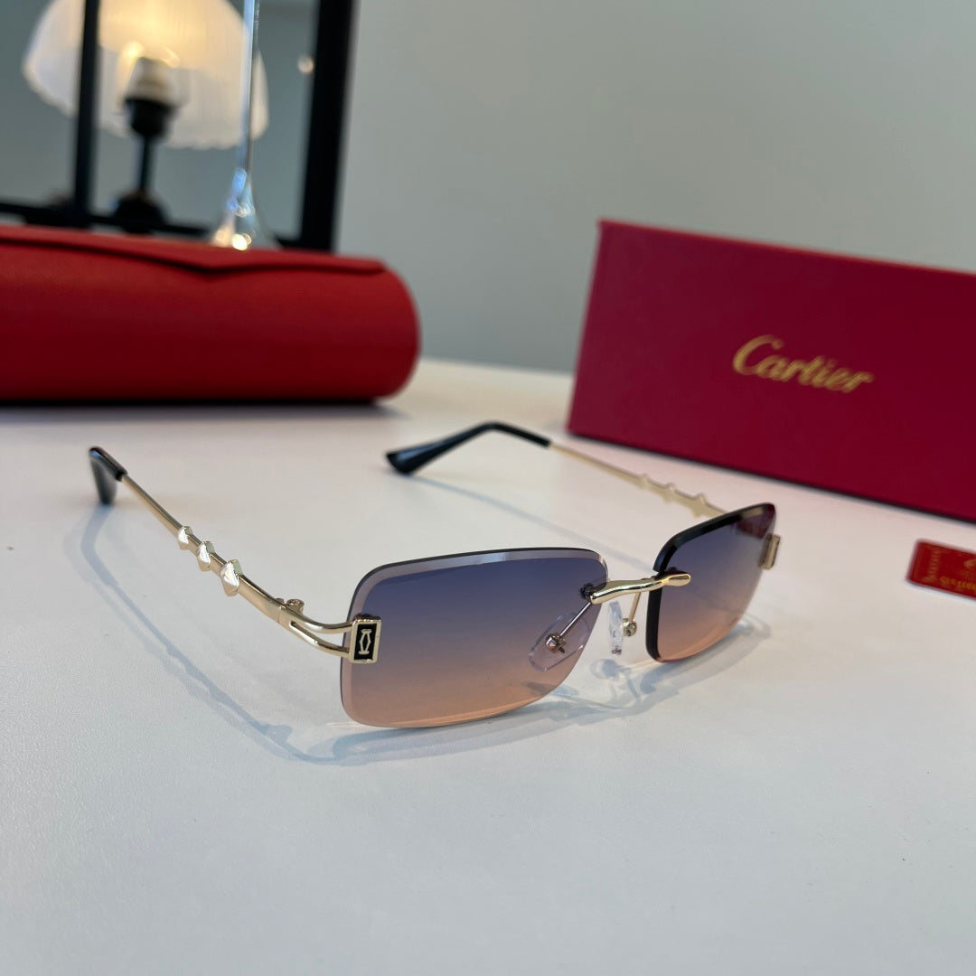 Cartier Lightweight Metal Rimless Silver Lens Sunglasses for Men & Wo - 432386