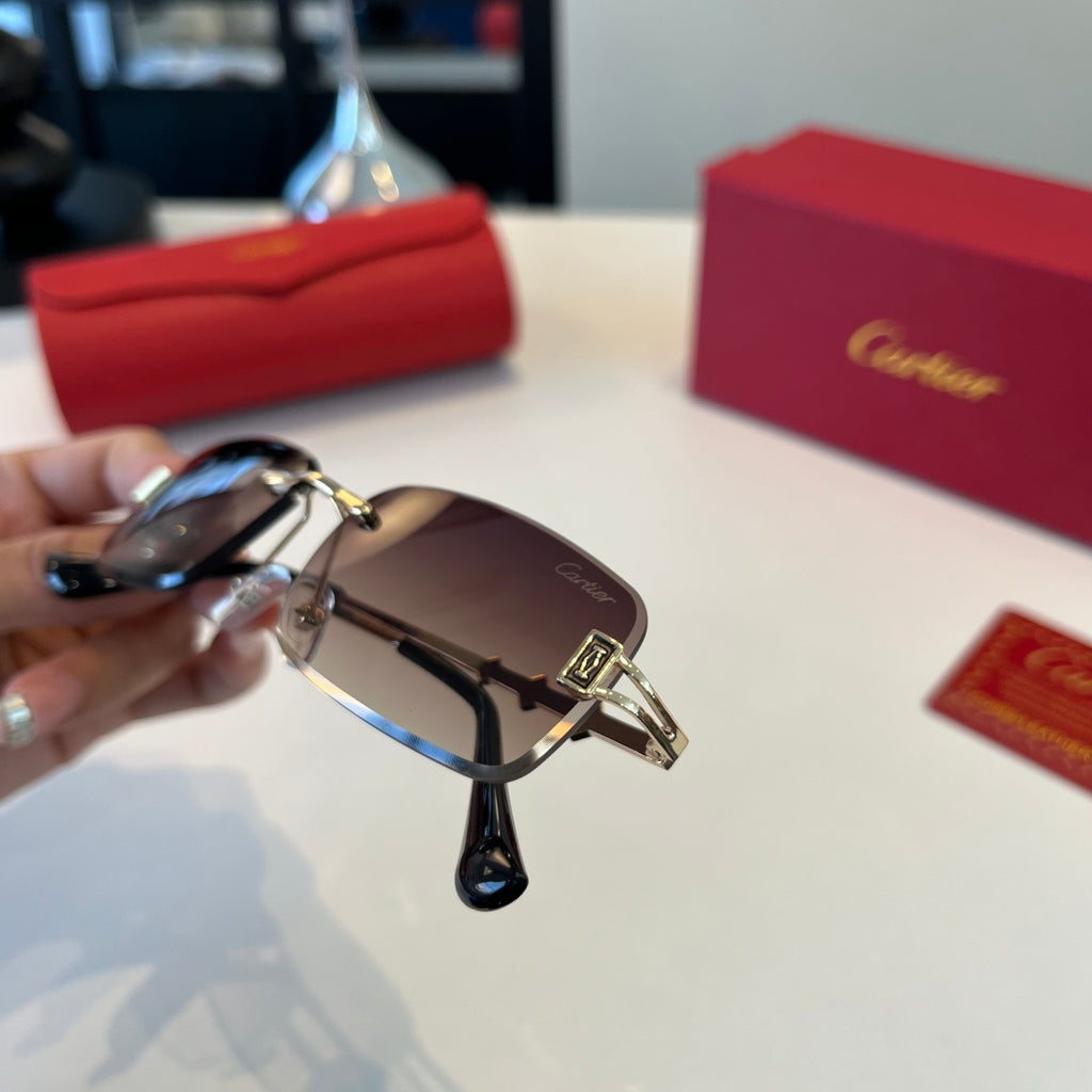 Cartier Lightweight Metal Rimless Silver Lens Sunglasses for Men & Wo - 465813 - detail image 6