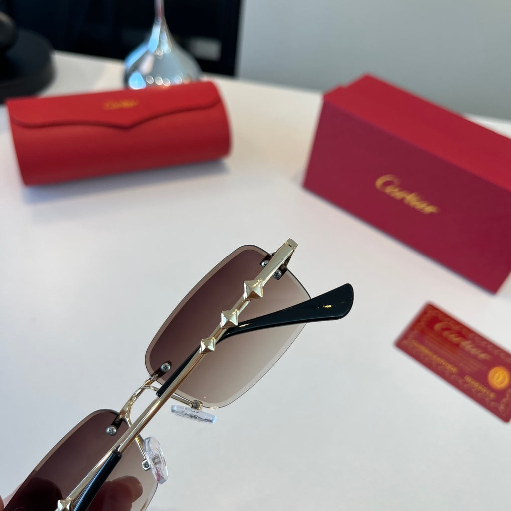 Cartier Lightweight Metal Rimless Silver Lens Sunglasses for Men & Wo - 465813 - detail image 7