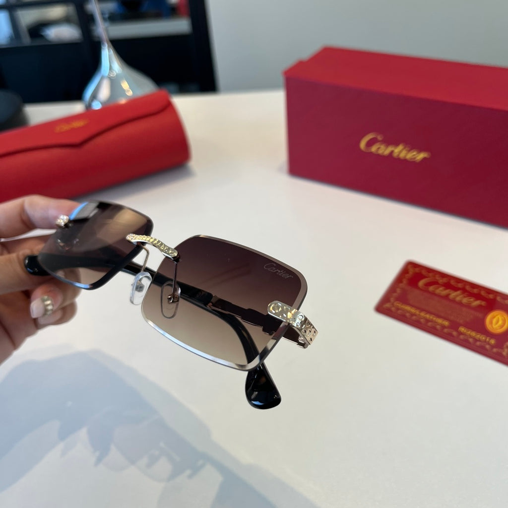 Cartier Lightweight Metal Rimless Red Lens Sunglasses for Men & Women - 372284 - detail image 6