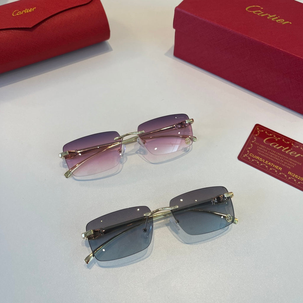 Cartier Lightweight Metal Rimless Silver Lens Sunglasses for Men & Wo - 372285 - detail image 10