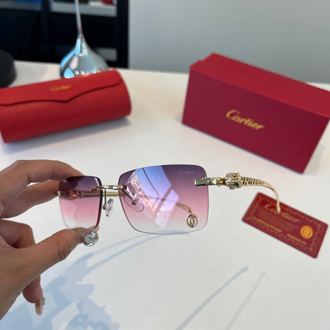Cartier Lightweight Metal Rimless Silver Lens Sunglasses for Men & Wo - 372285 - detail image 4