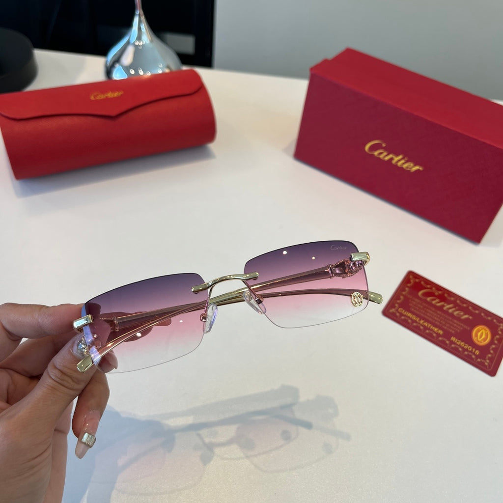 Cartier Lightweight Metal Rimless Silver Lens Sunglasses for Men & Wo - 372285 - detail image 6