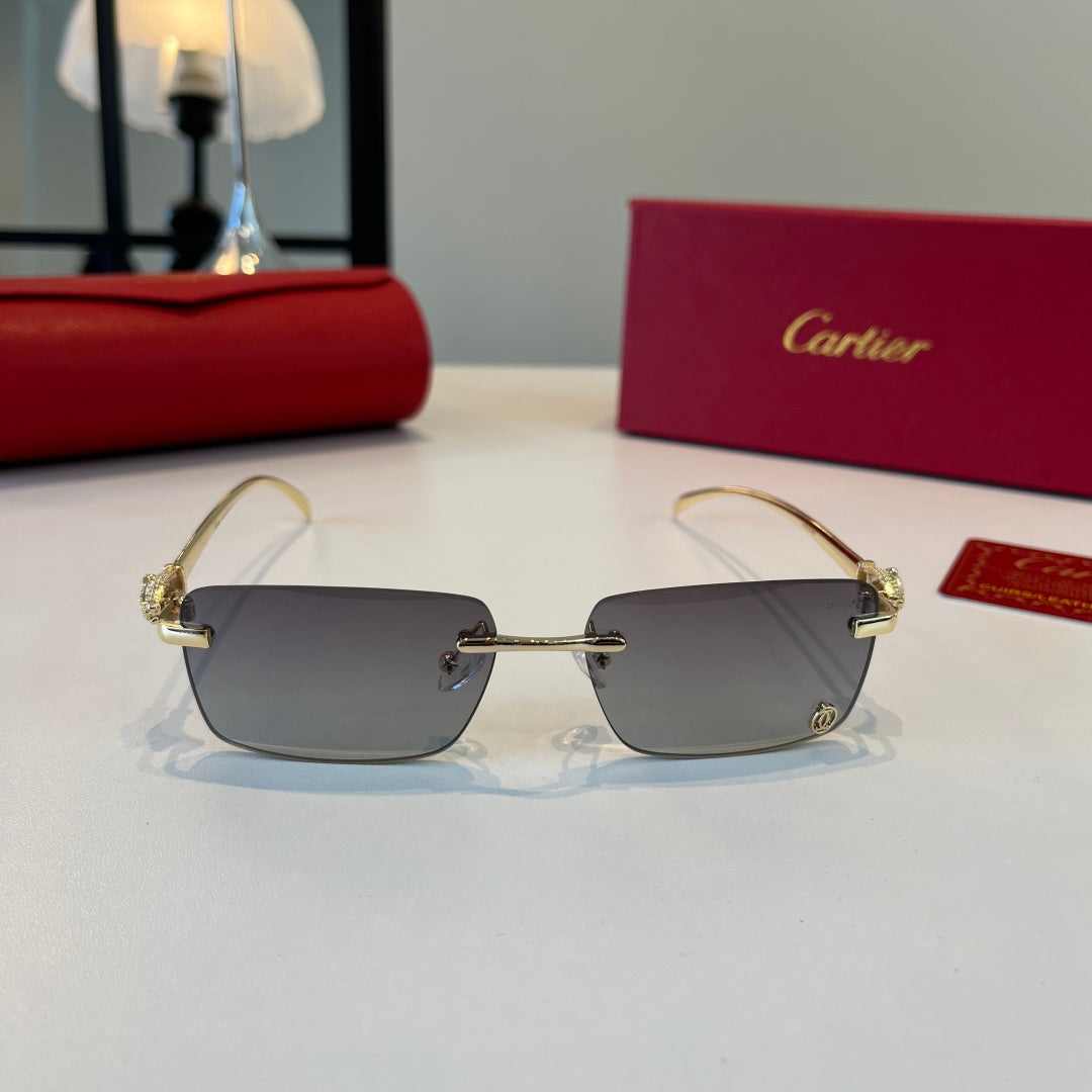 Cartier Lightweight Metal Rimless Silver Lens Sunglasses for Men & Wo - 372286 - detail image 2