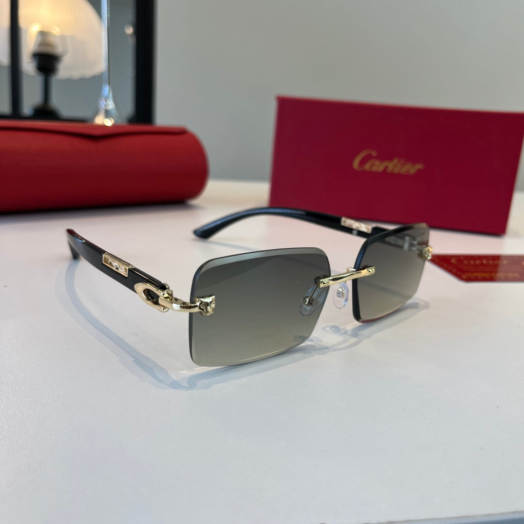 Cartier Lightweight Metal Rimless Silver Lens Sunglasses for Men & Wo - 372290