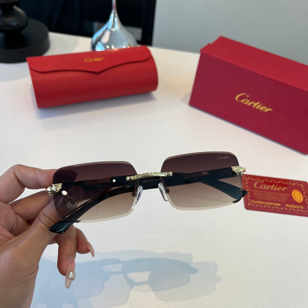 Cartier Lightweight Metal Rimless Red Lens Sunglasses for Men & Women - 465820 - detail image 4
