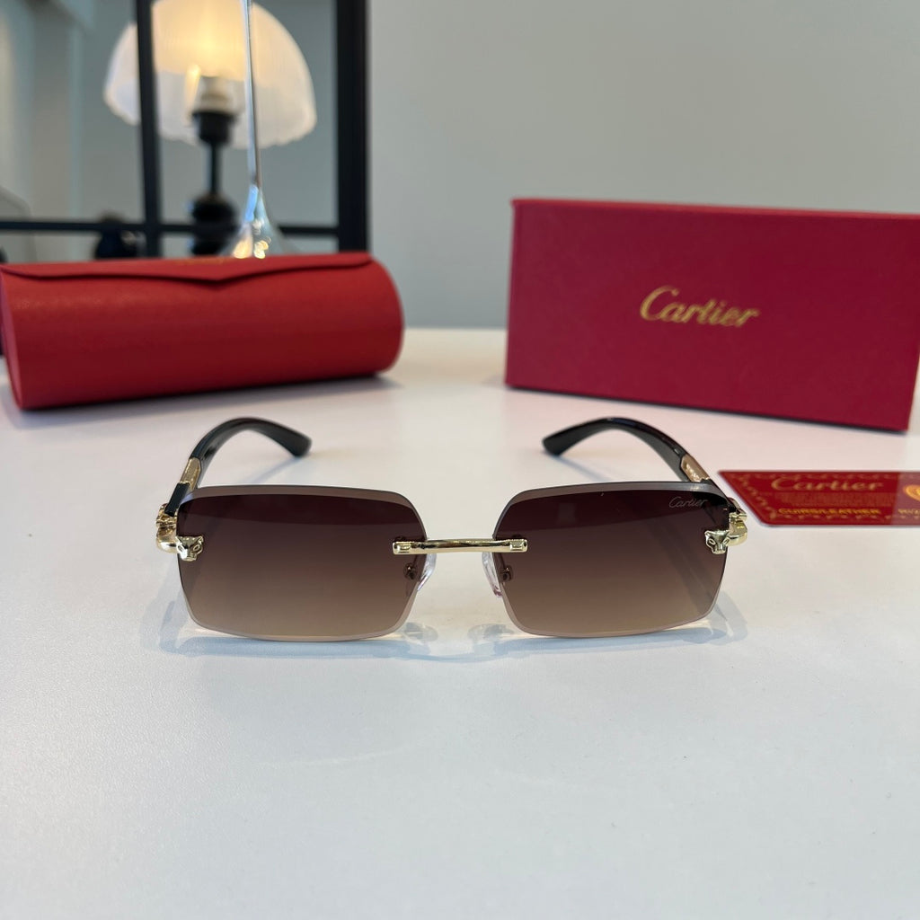 Cartier Lightweight Metal Rimless Red Lens Sunglasses for Men & Women - 372291 - detail image 2