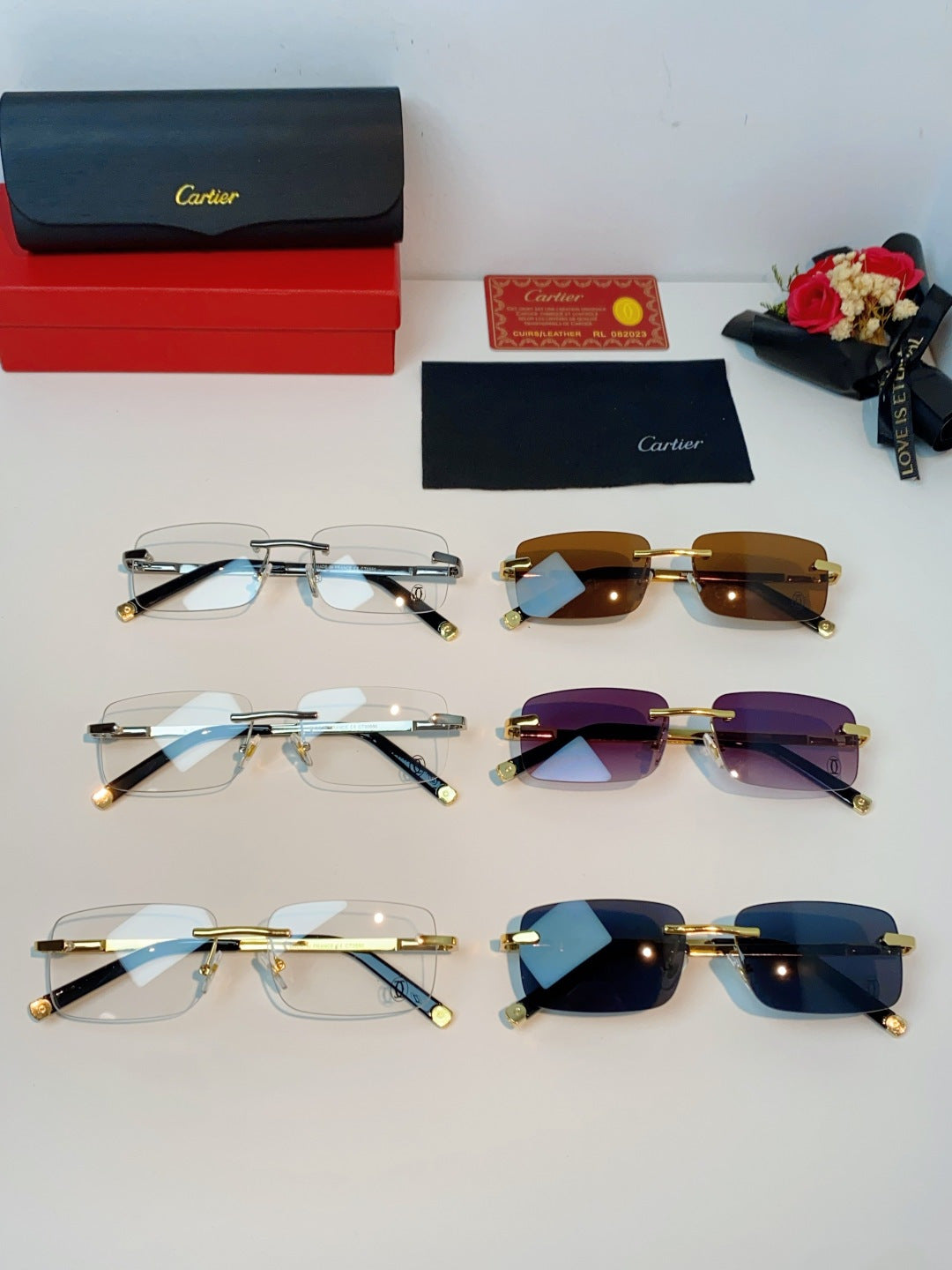 Cartier Lightweight Rimless Silver Lens Sunglasses for Men & Women - 415952 - detail image 12