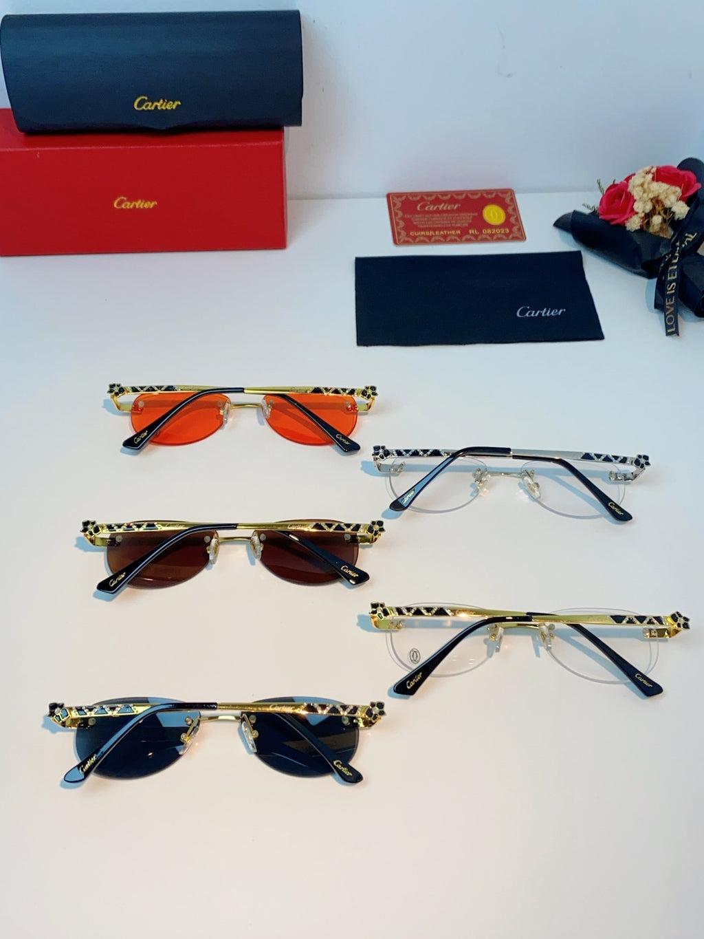 Cartier Lightweight Rimless Black Lens Sunglasses for Men & Women - detail image 11