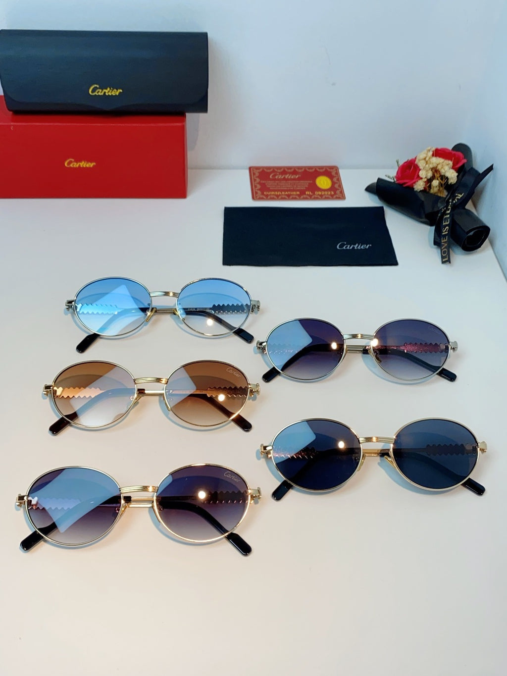 Cartier Metal Oval Orange Lens Sunglasses for Men & Women - detail image 12