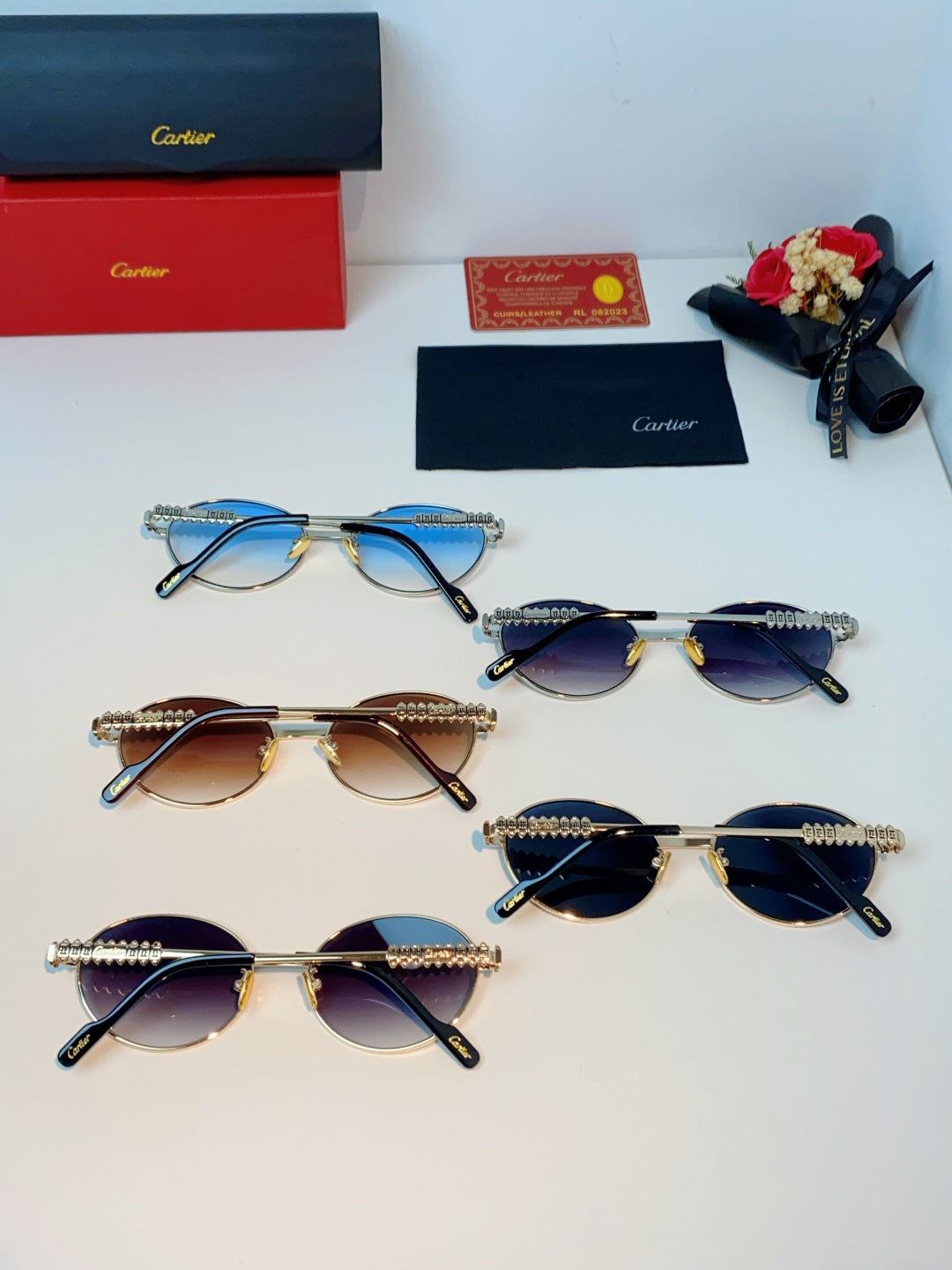 Cartier Metal Oval Brown Lens Sunglasses for Men & Women - detail image 11