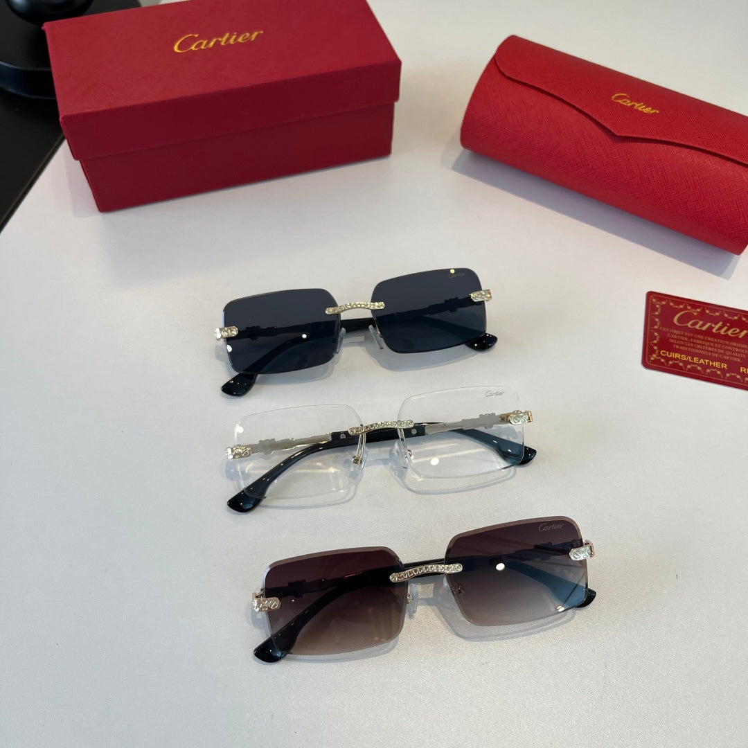 Cartier Lightweight Metal Rimless Silver Lens Sunglasses for Men & Wo - 415989 - detail image 10