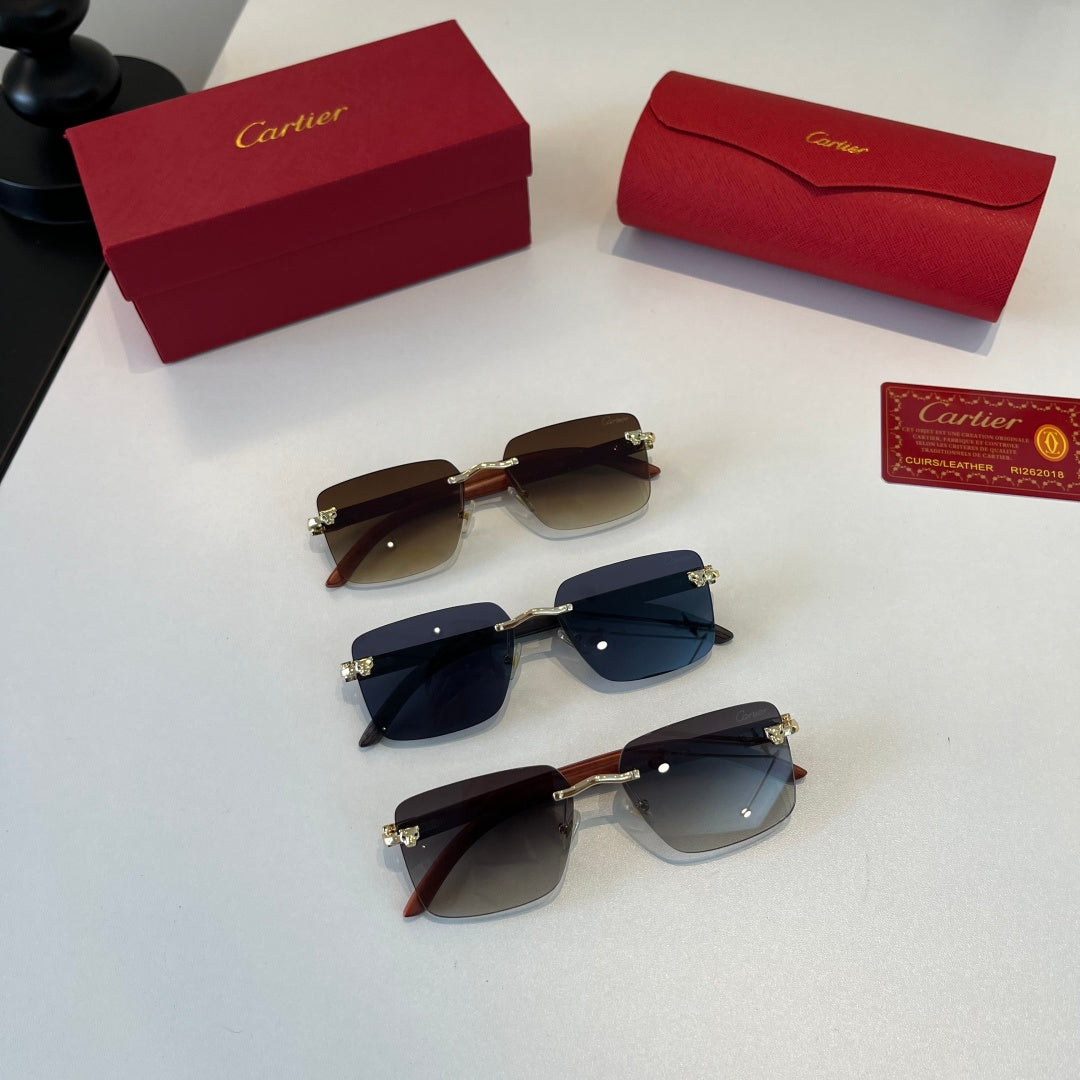 Cartier Lightweight Metal Rimless Silver Lens Sunglasses for Men & Wo - 372232 - detail image 11