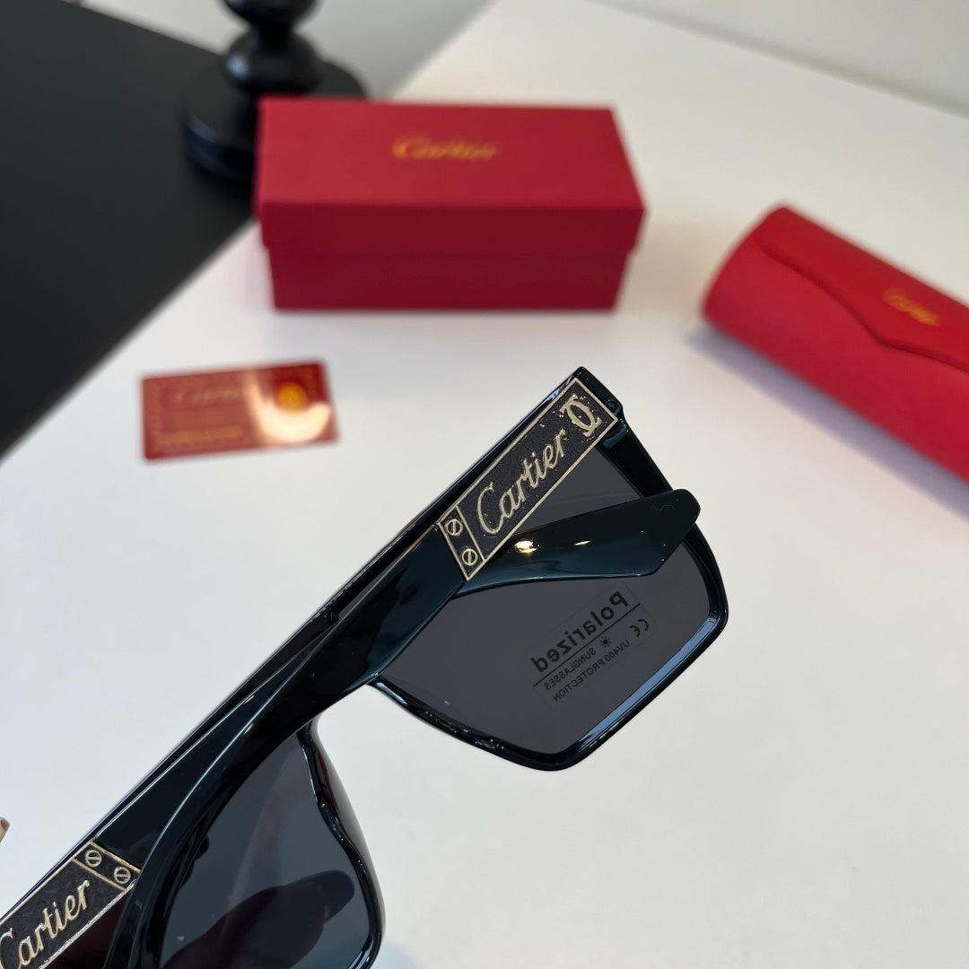 Cartier Lightweight Metal Rimless Black Lens Sunglasses for Men & Women - detail image 6